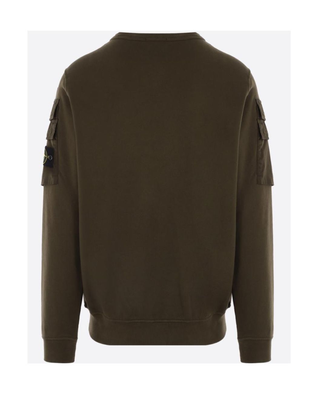 Stone Island Green Compass Patch Crewneck Sweatshirt for men