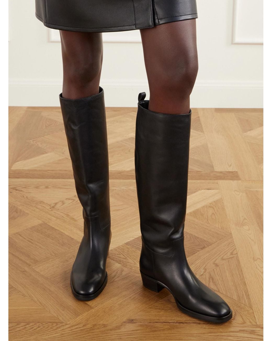 Jimmy Choo Black Leather Knee Boots
