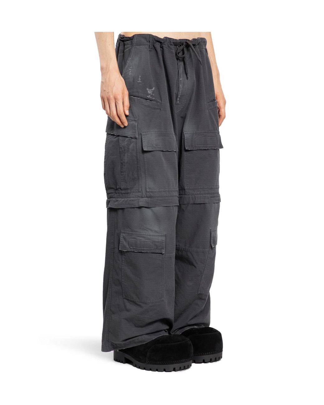 Balenciaga Gray Washed-Out Large Cargo Pants for men
