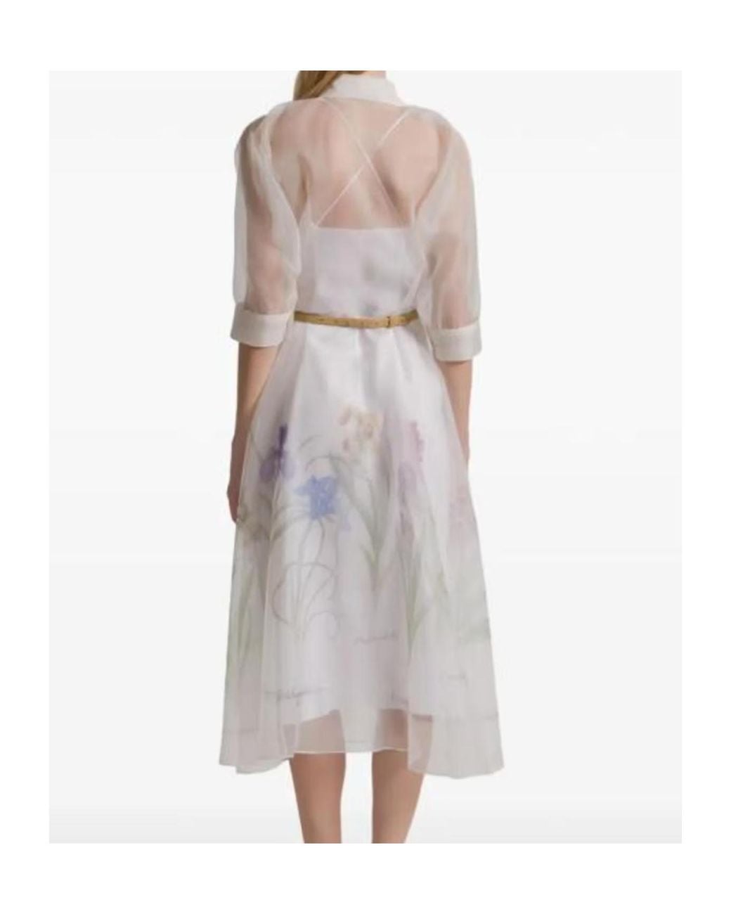Alberta Ferretti White Collared Short-Sleeved Dress