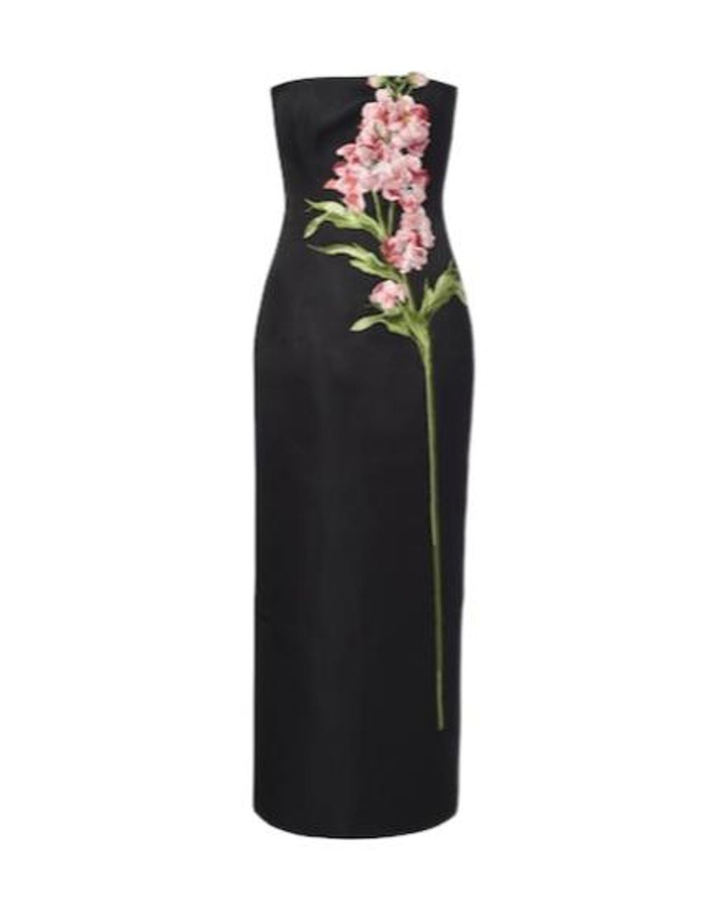 Leo Black Floral-Applique Bustier Dress