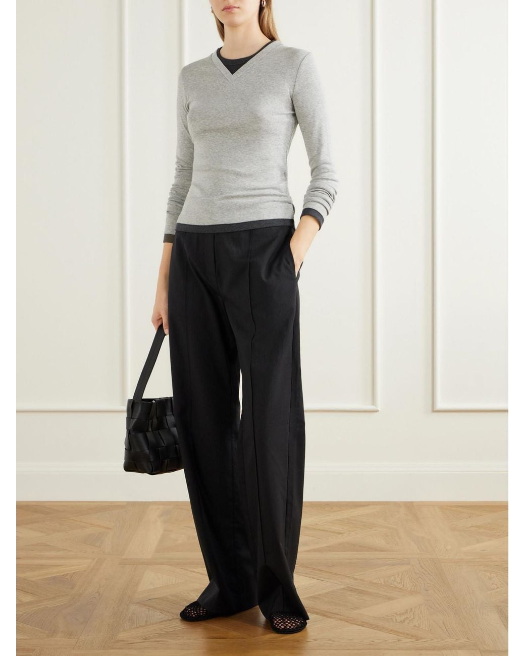 St. Agni Gray Casual Long-Sleeve T-Shirt