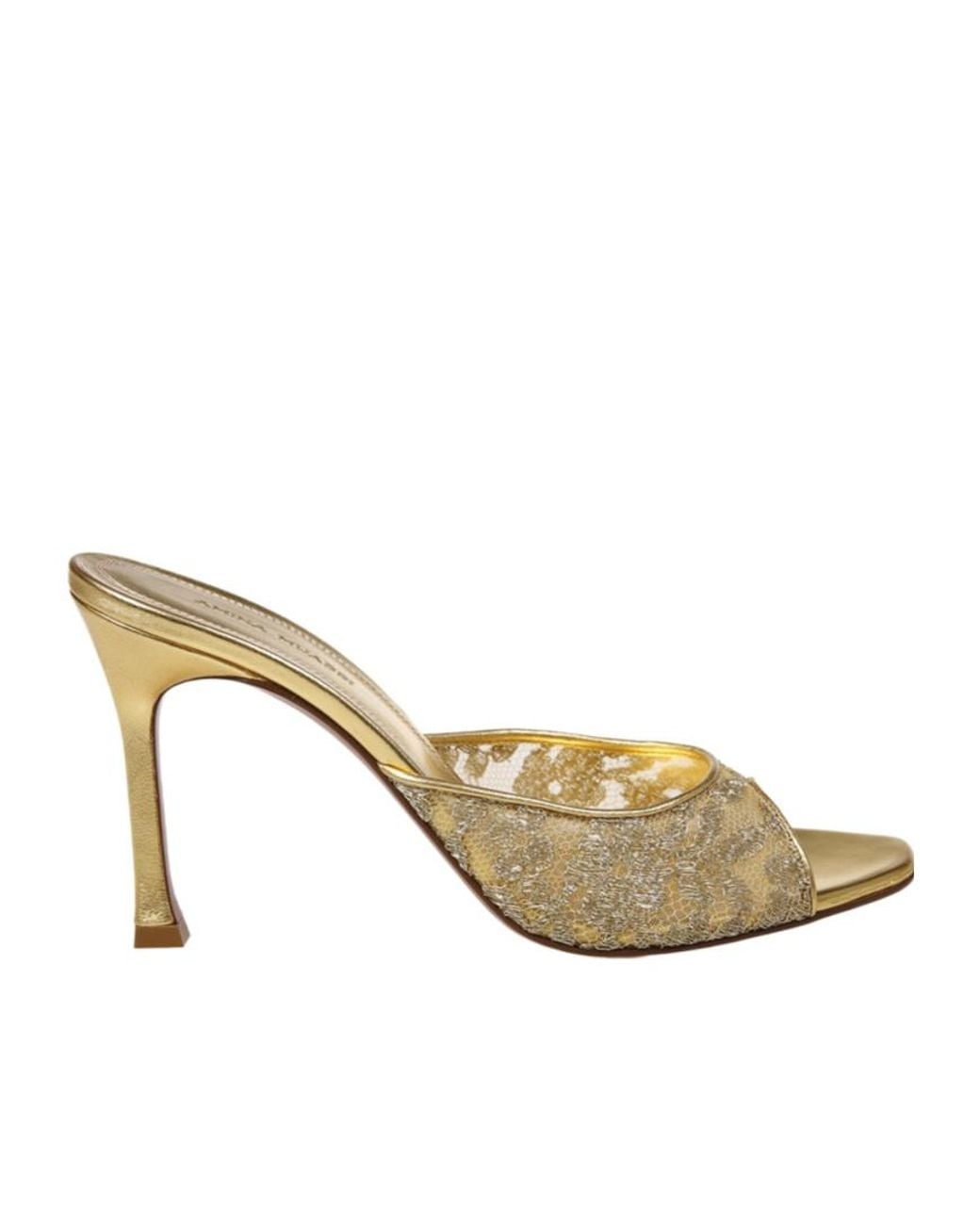AMINA MUADDI Metallic Round-Toe High-Heeled Sandals