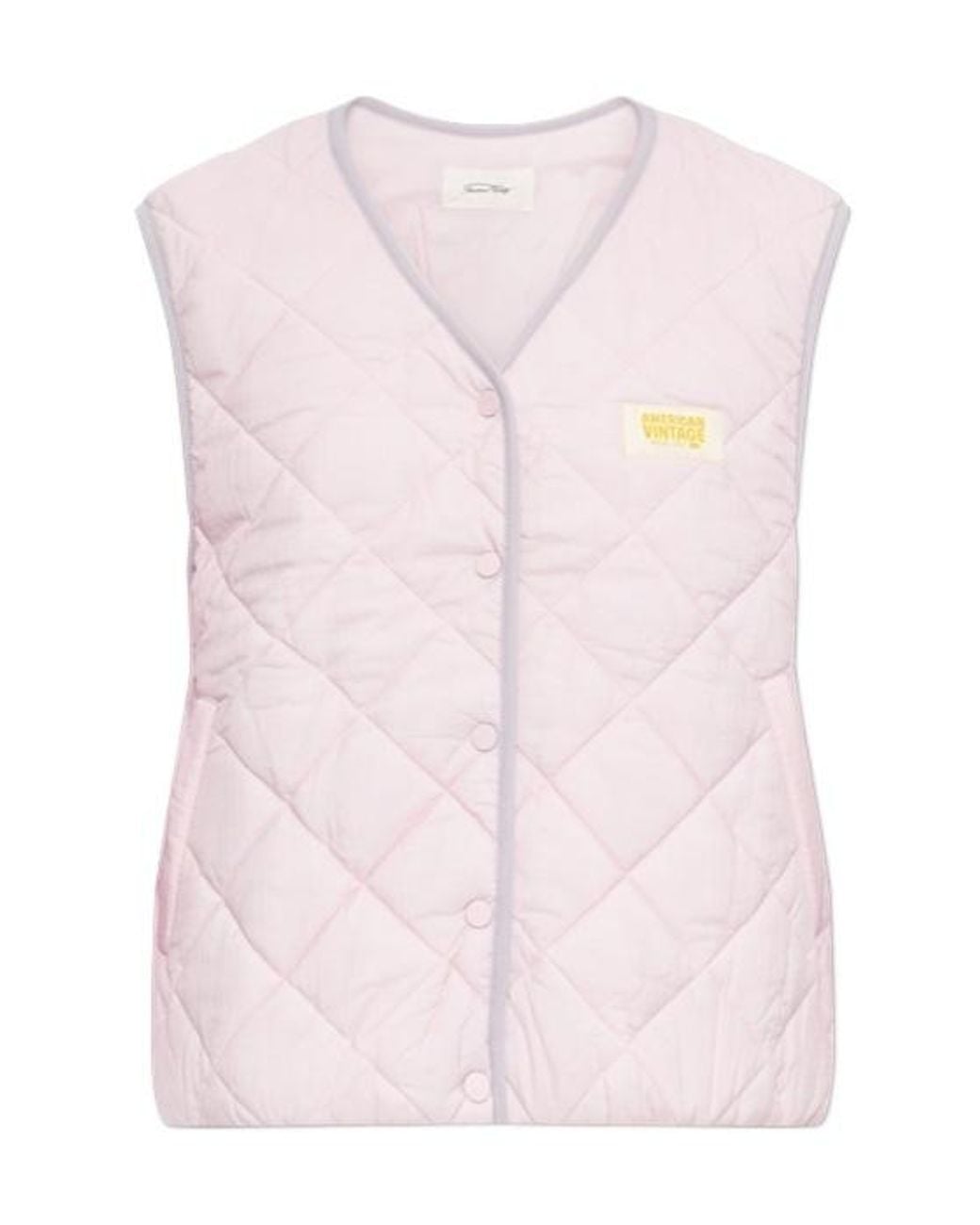 American Vintage Pink Quilted Snap-Front Vest Jacket