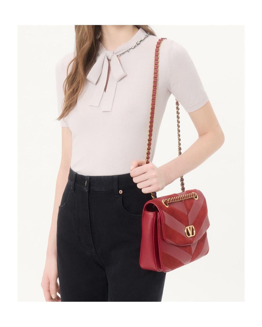 Valentino White Embellished Short-Sleeved Jumper