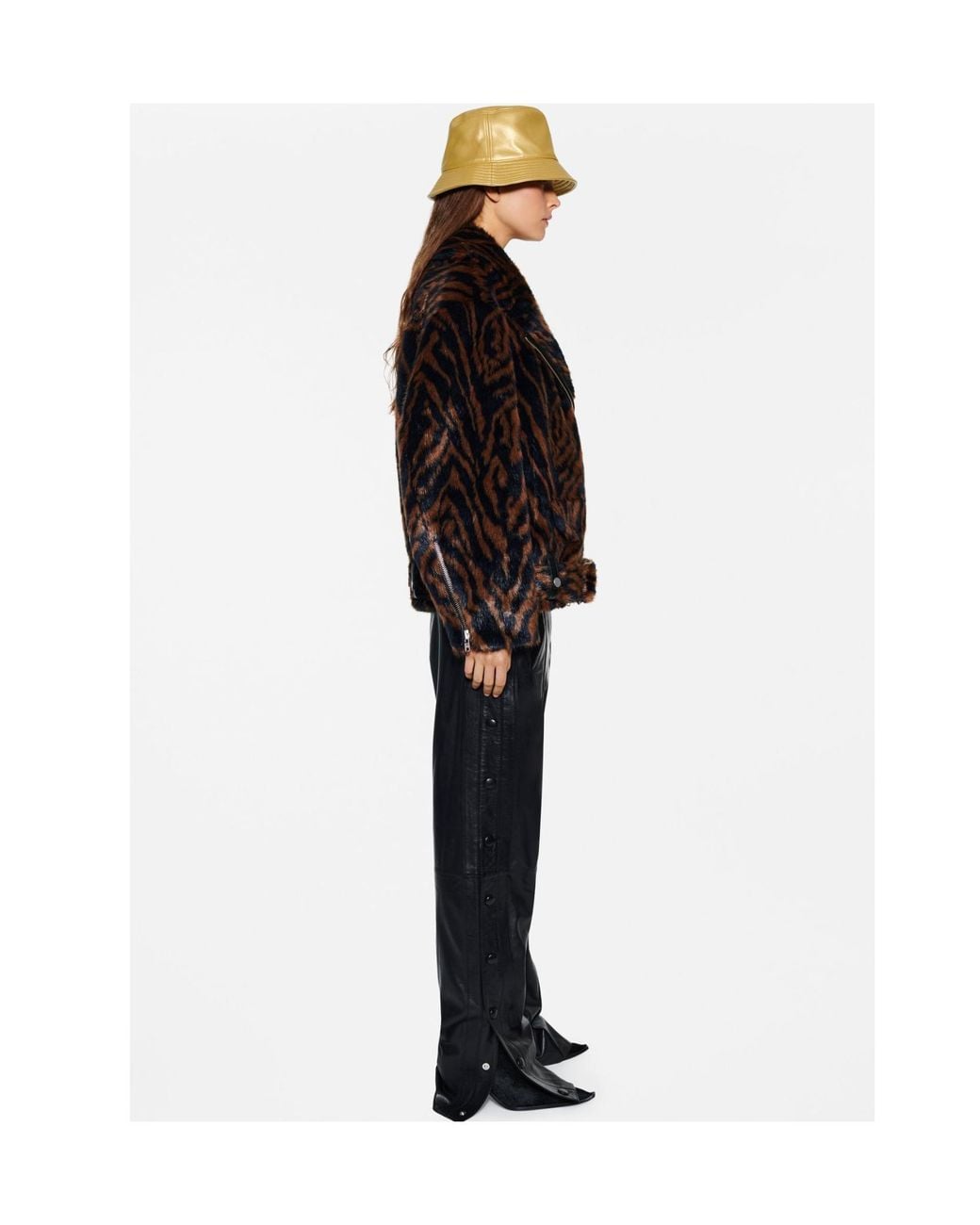 Stand Studio Black Tiger-Print Biker Jacket