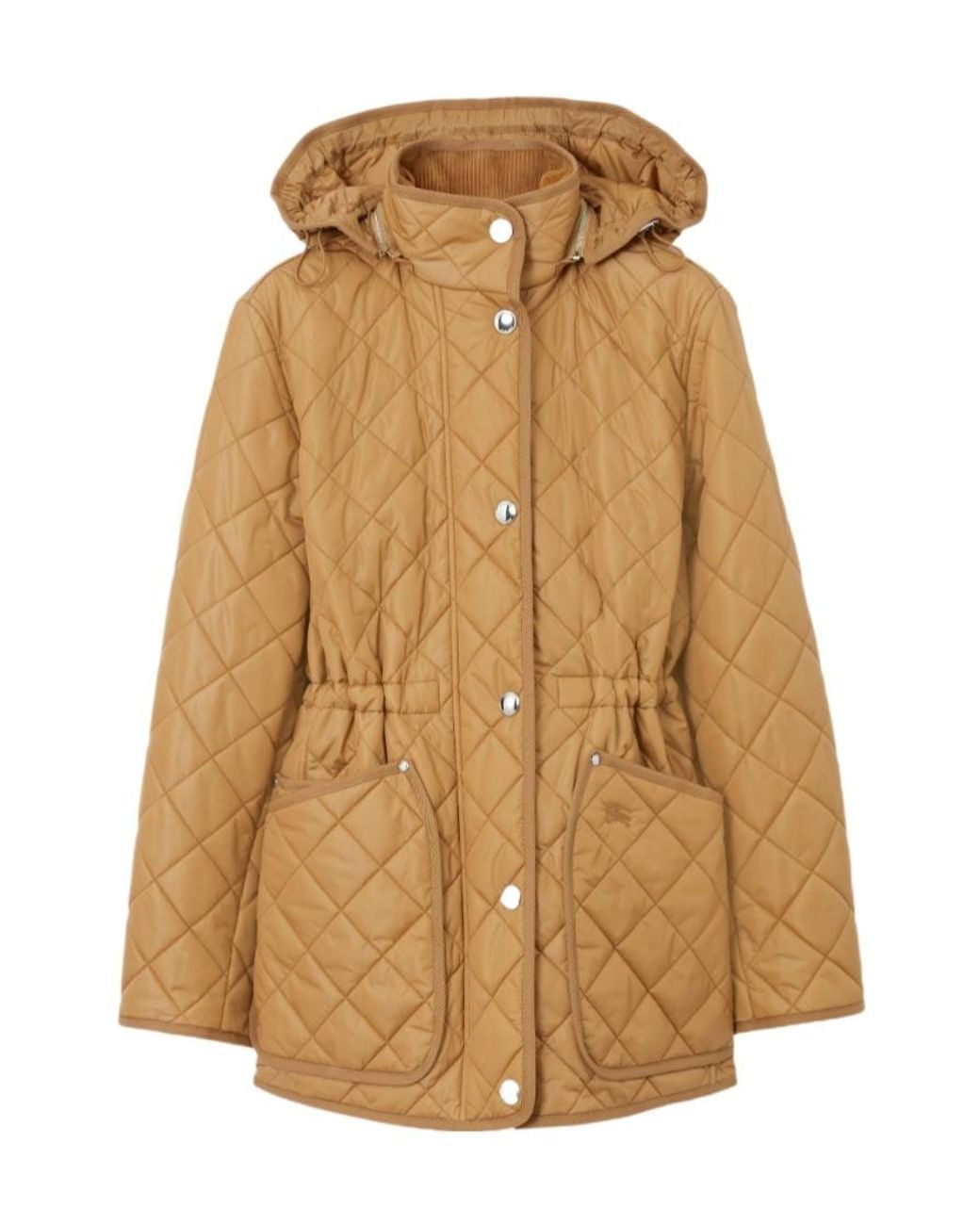Burberry Natural Diamond-Quilted Drawstring Waist Hooded Jacket