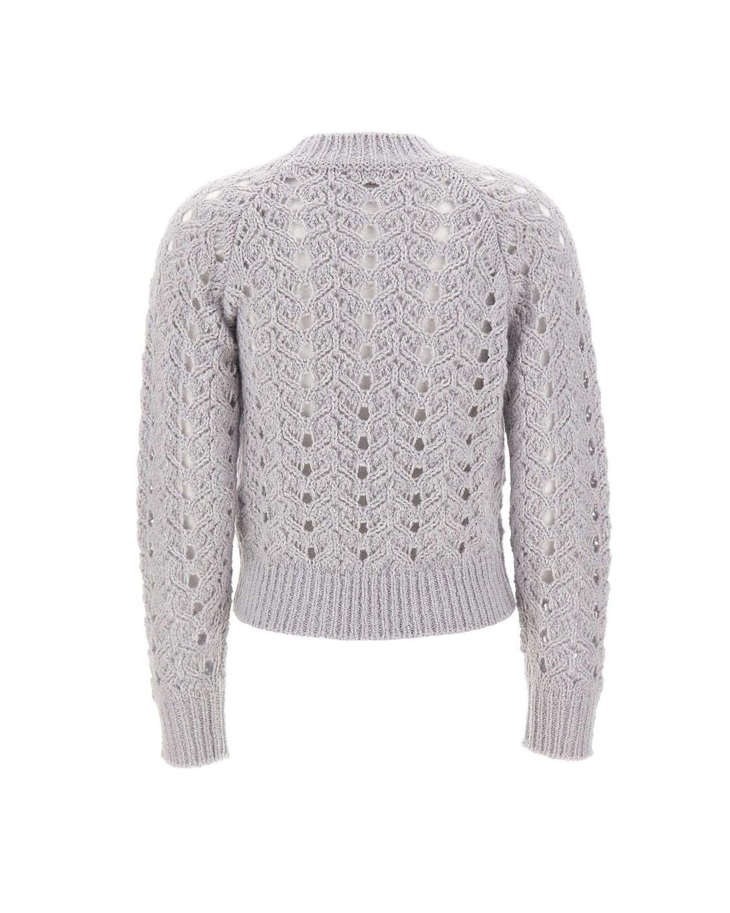 Eleventy Gray Openwork Cable Knitted Sweater