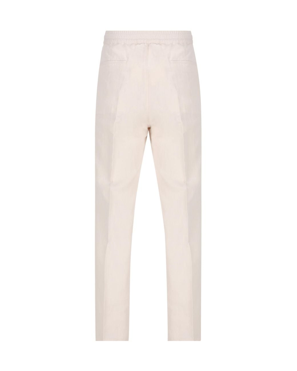 Brunello Cucinelli White Drawstring Tapered Leg Trousers for men