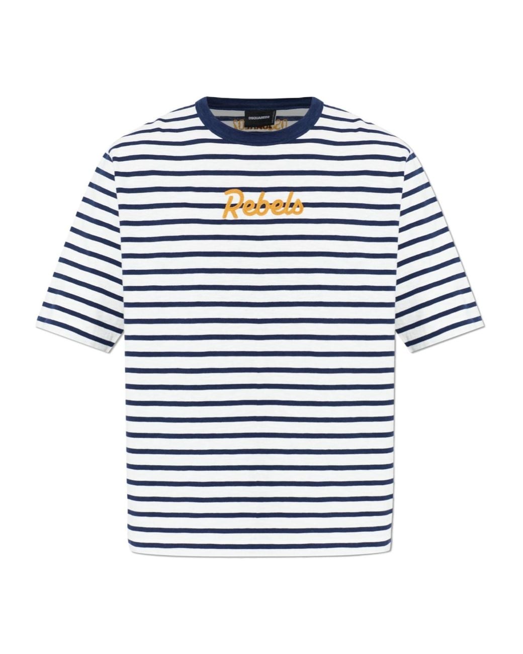 DSquared² Blue Striped Logo T-Shirt for men