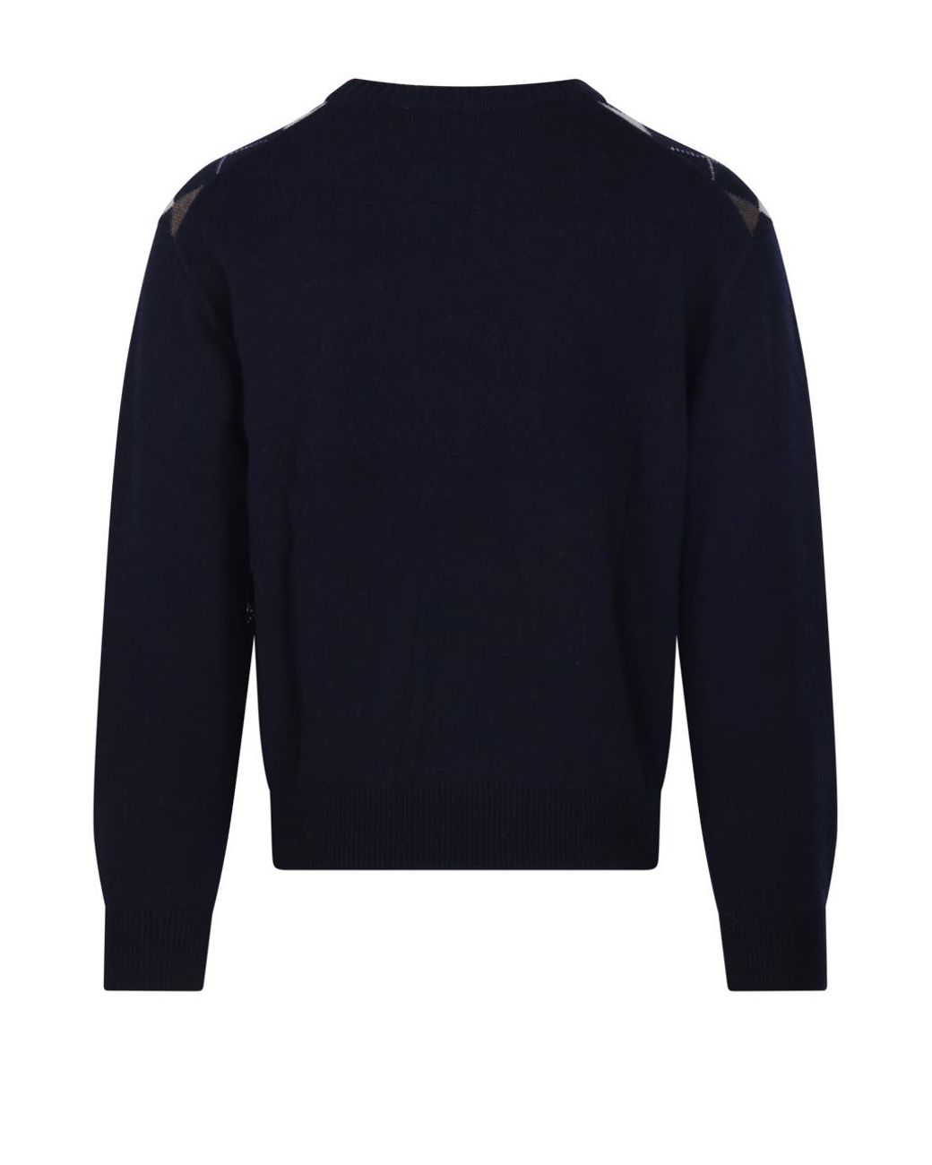 DUNST Blue Argyle Crew Neck Knitted Sweater