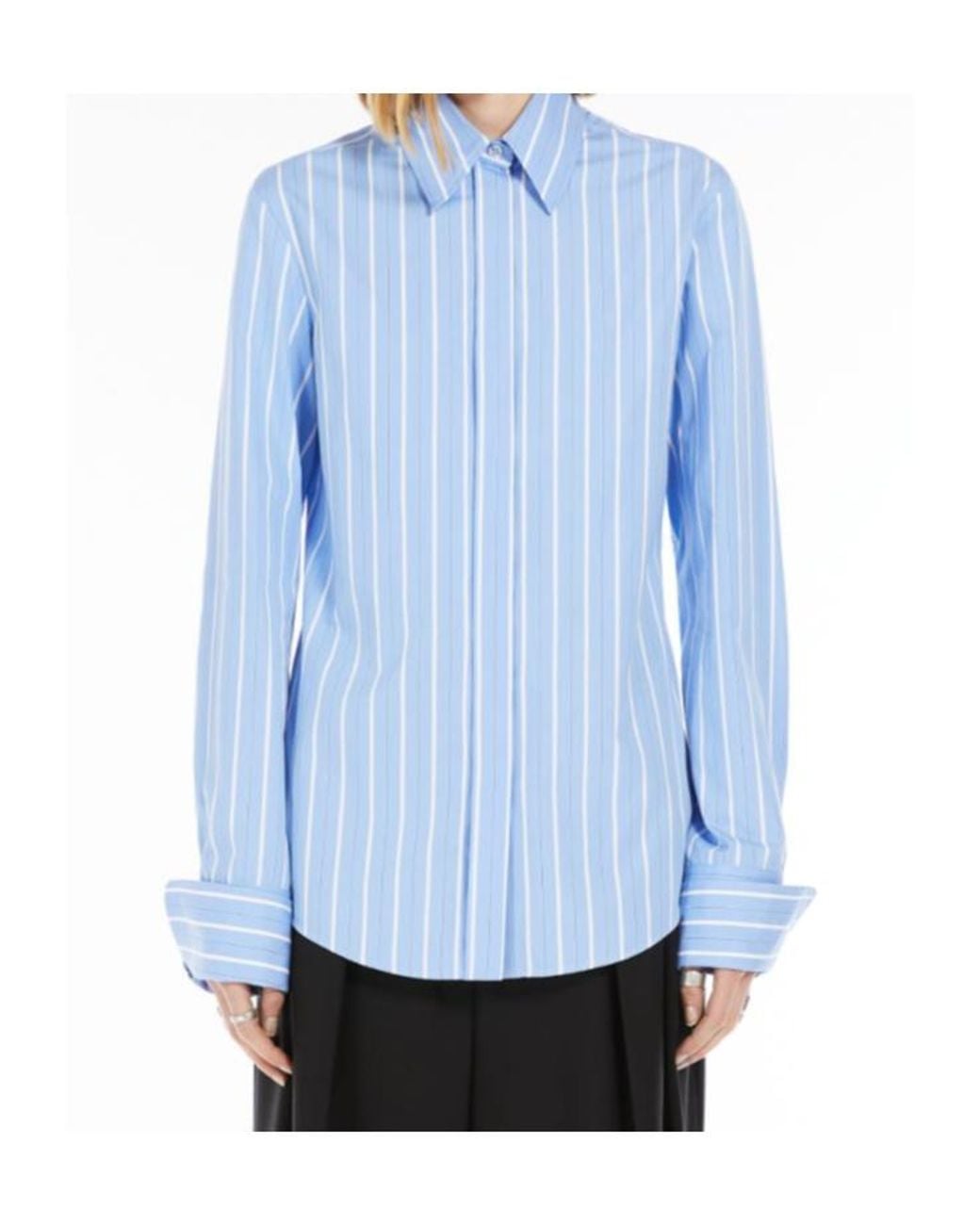 Sportmax Blue Striped Popeline Shirt