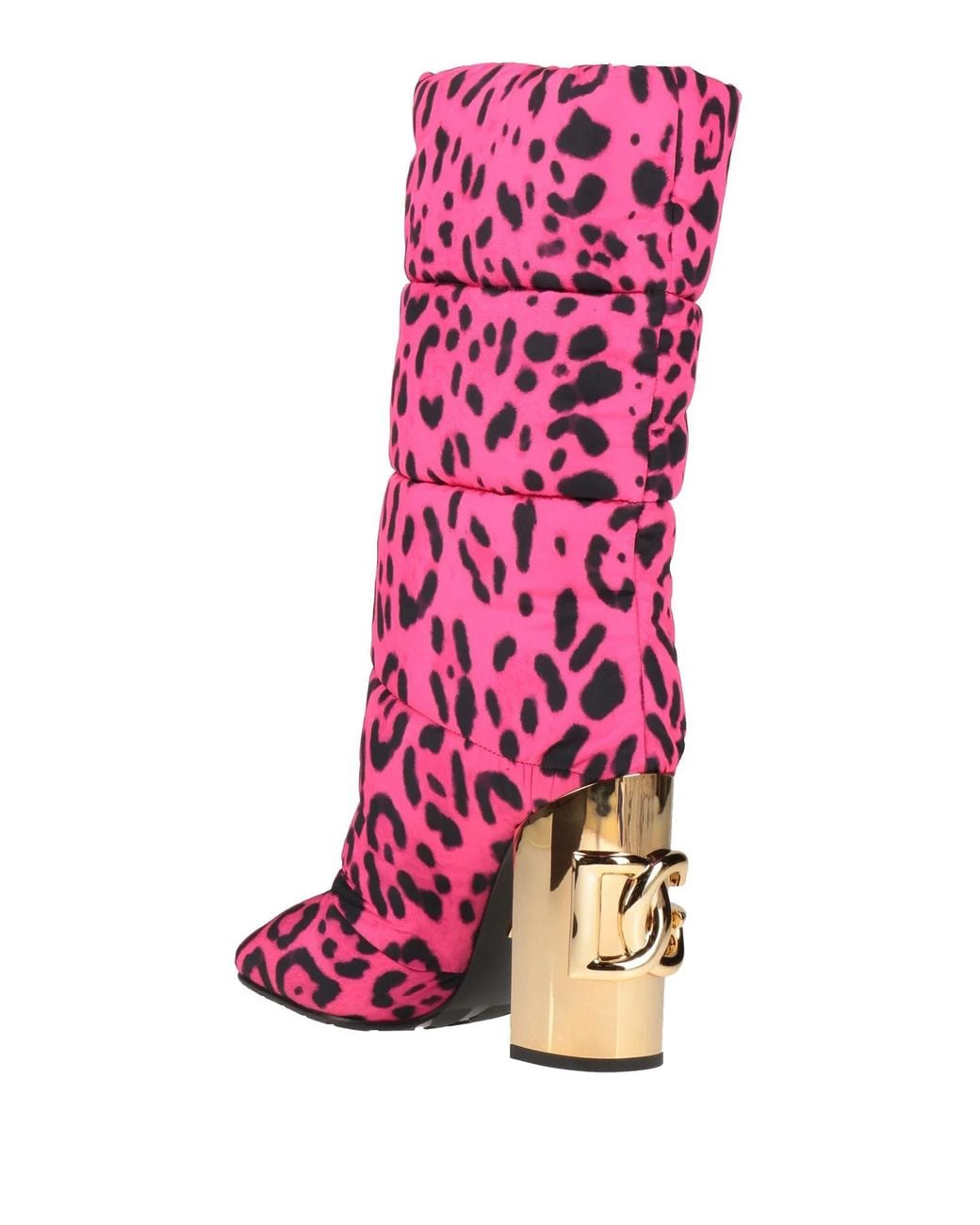 Dolce & Gabbana Pink Leopard-Print Platform Boots