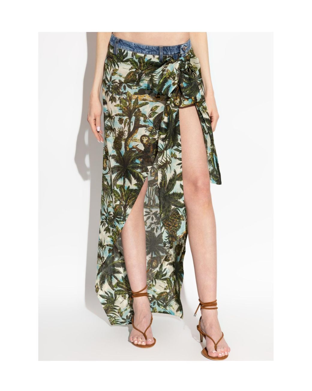 DSquared² Green Monkey Business Long Denim Skirt