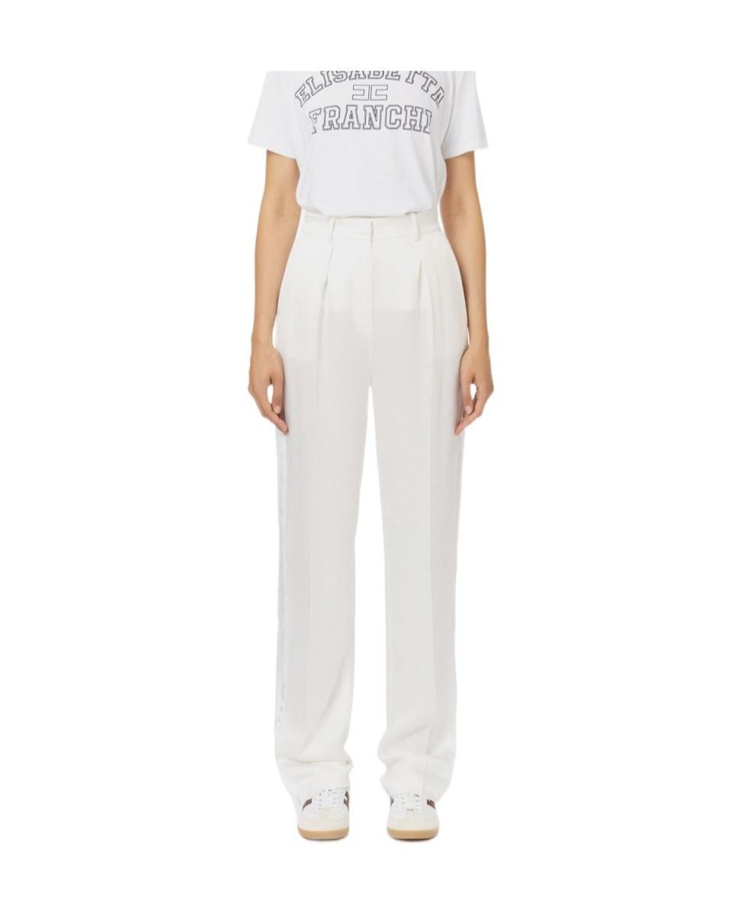 Elisabetta Franchi White Tapered Trousers