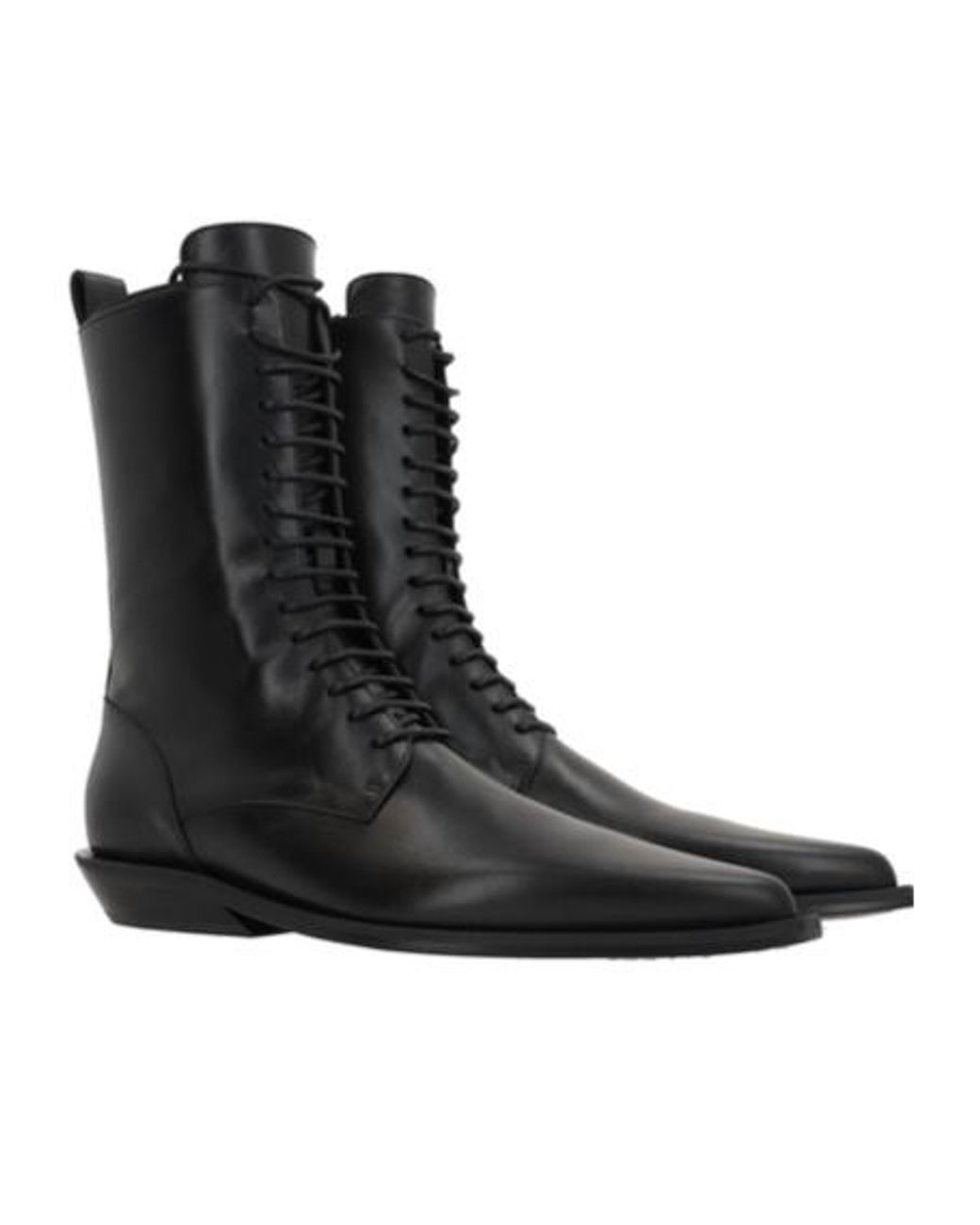 Ann Demeulemeester Black Pointed Lace-Up Boots