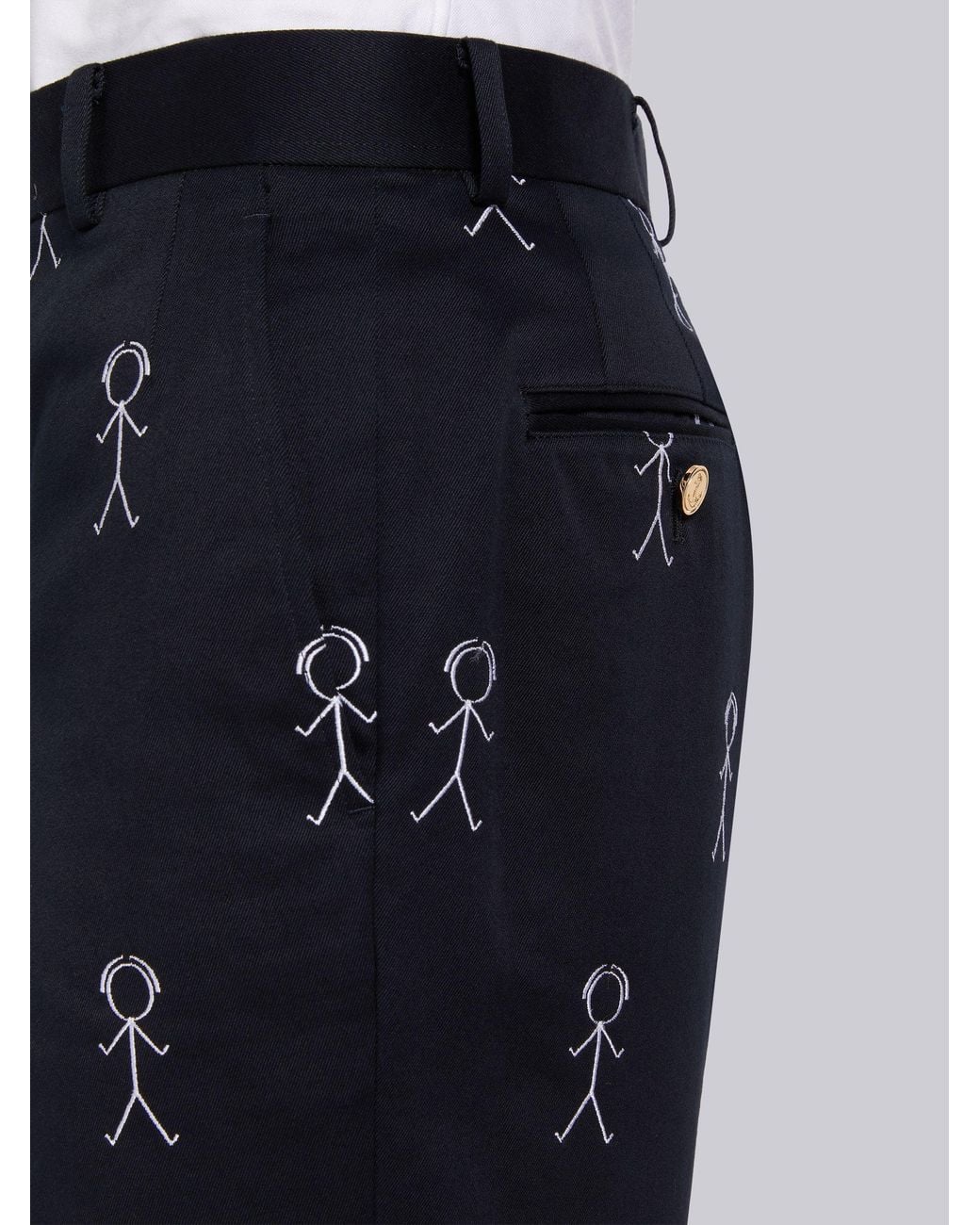Thom Browne Blue Logo Details Casual Pants for men