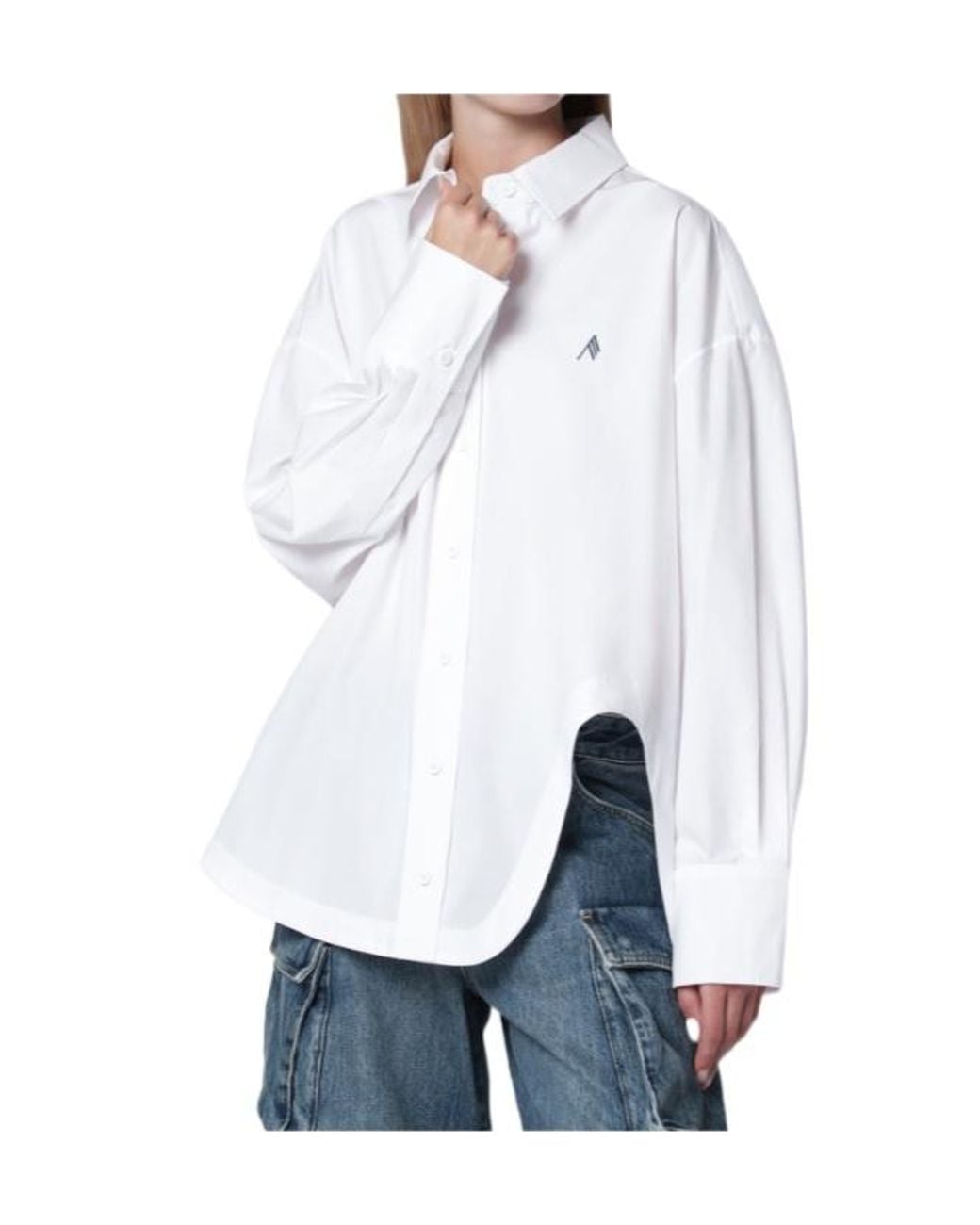 The Attico White The Logo Detail Button-Up Shirt
