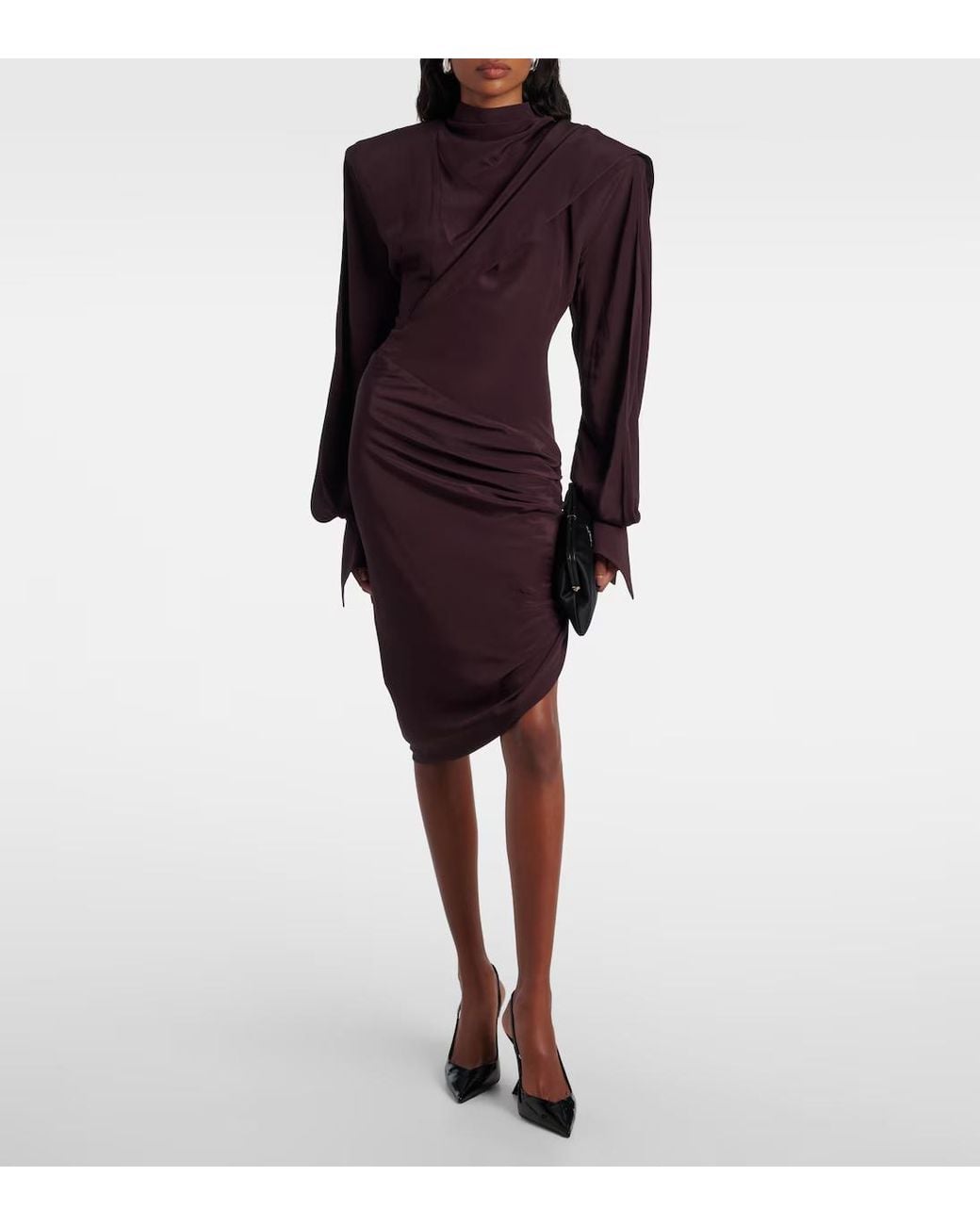 Mugler Purple Asymmetric Mini Dress With Drapes