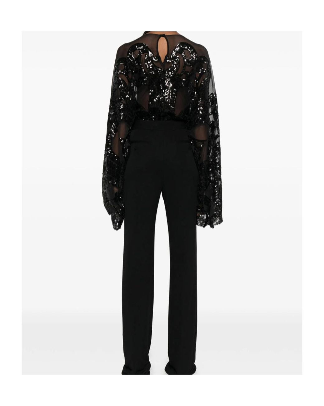 Norma Kamali Black Sequin-Embellished Bodysuit