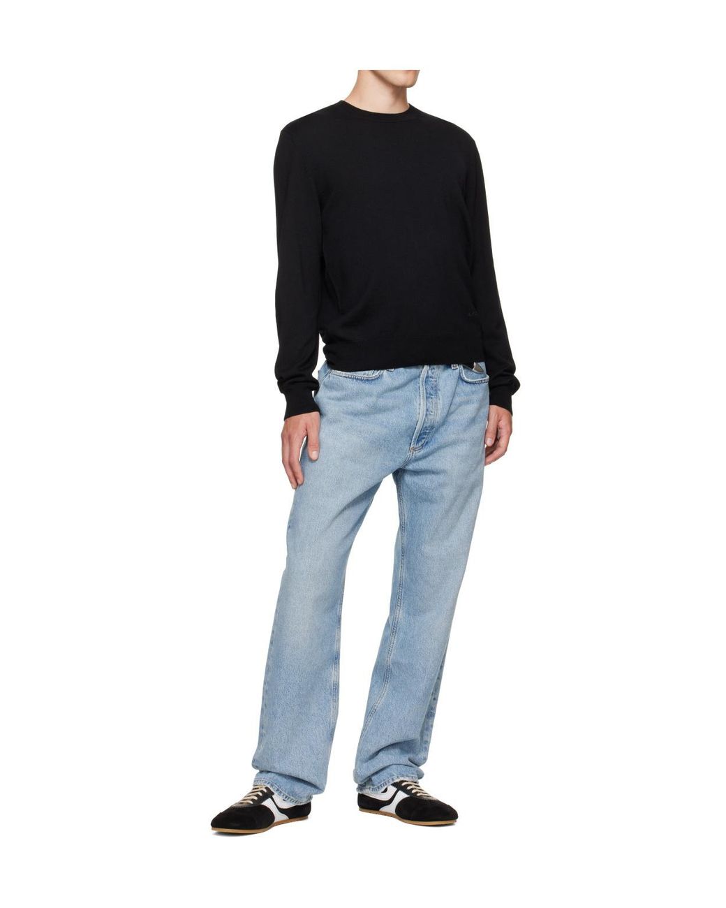 A.P.C. Black Matthieu Logo-Print Crew-Neck Sweater for men