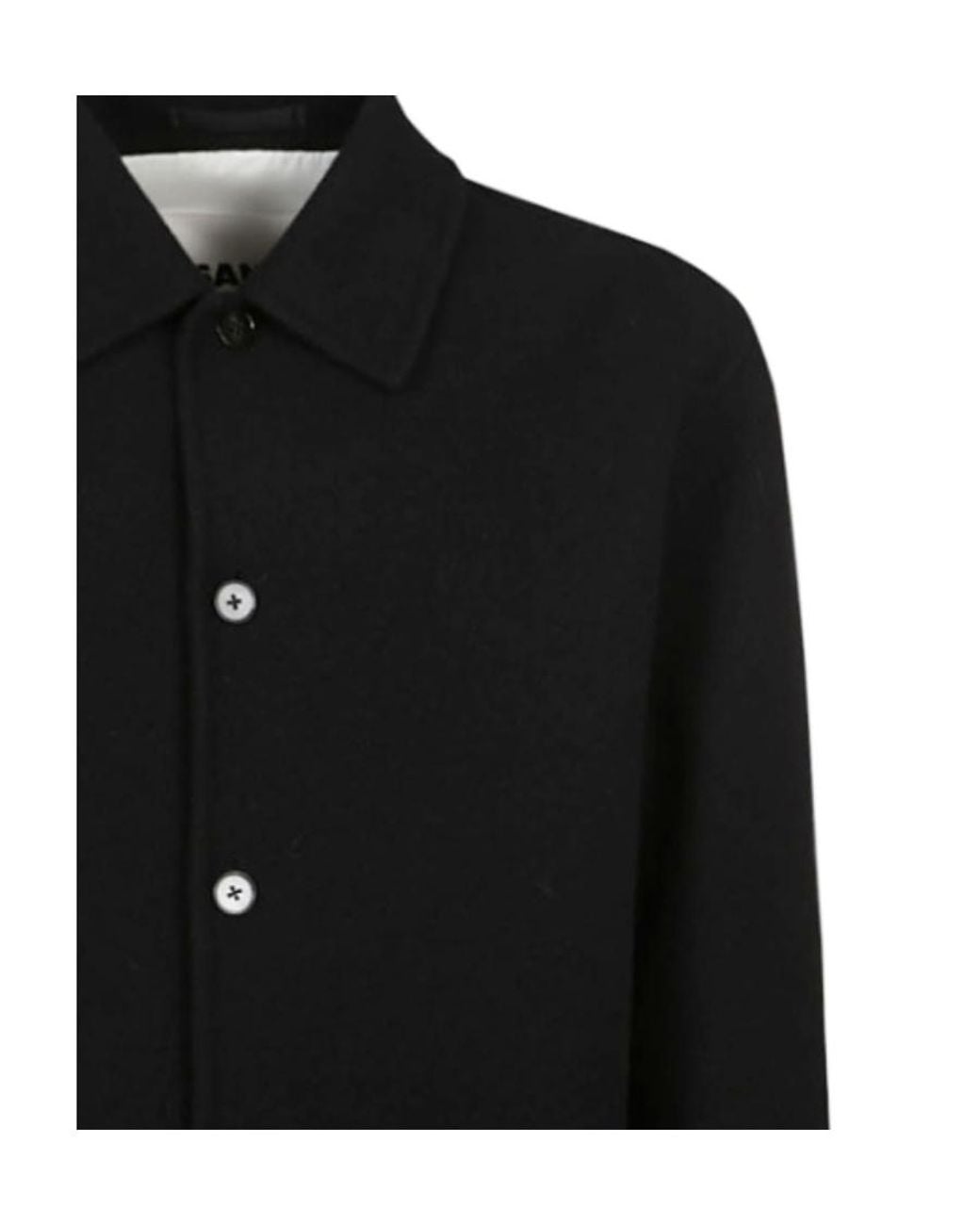 Jil Sander Black Long-Sleeved Buttoned Overshirt for men