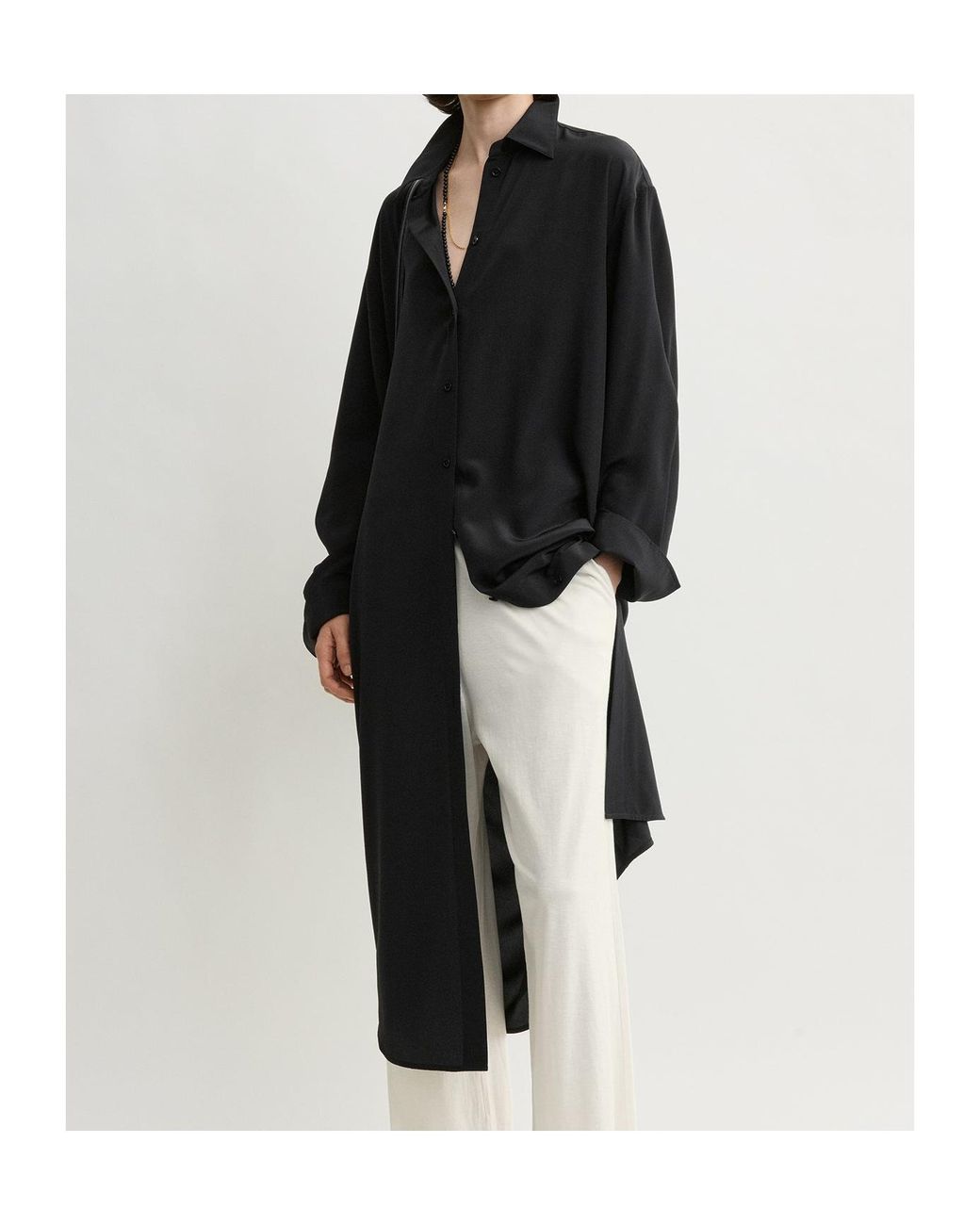 Totême  Black Silk Shirt Midi Dress