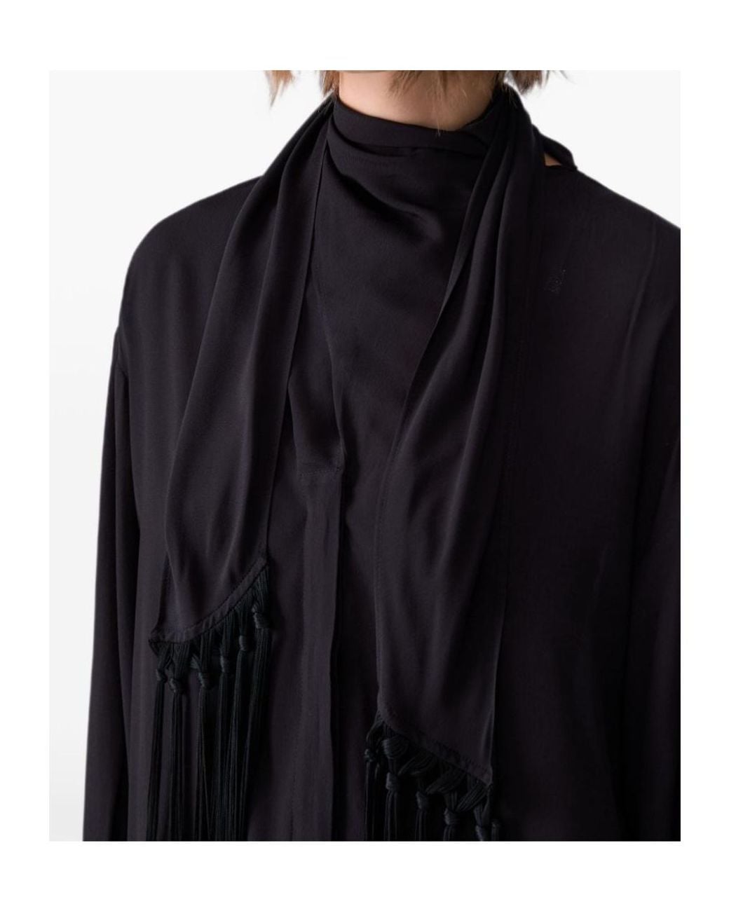 Liu Jo Black Shirt With Scarf