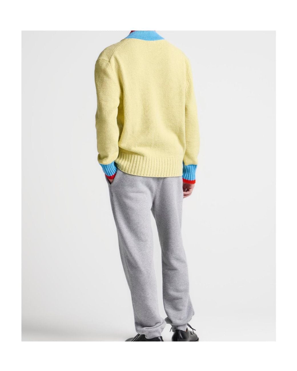 J.W. Anderson Yellow Jw Anderson Contrast Trim V-Neck Knitted Sweater for men