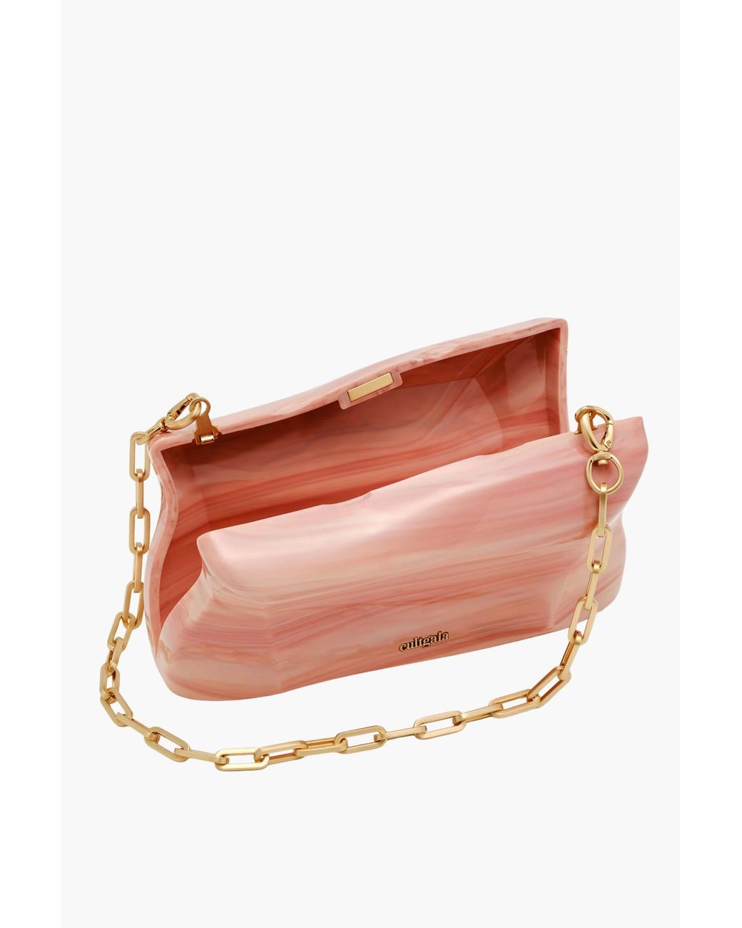 Cult Gaia Pink Malaya Logo Lettering Clutch Bag