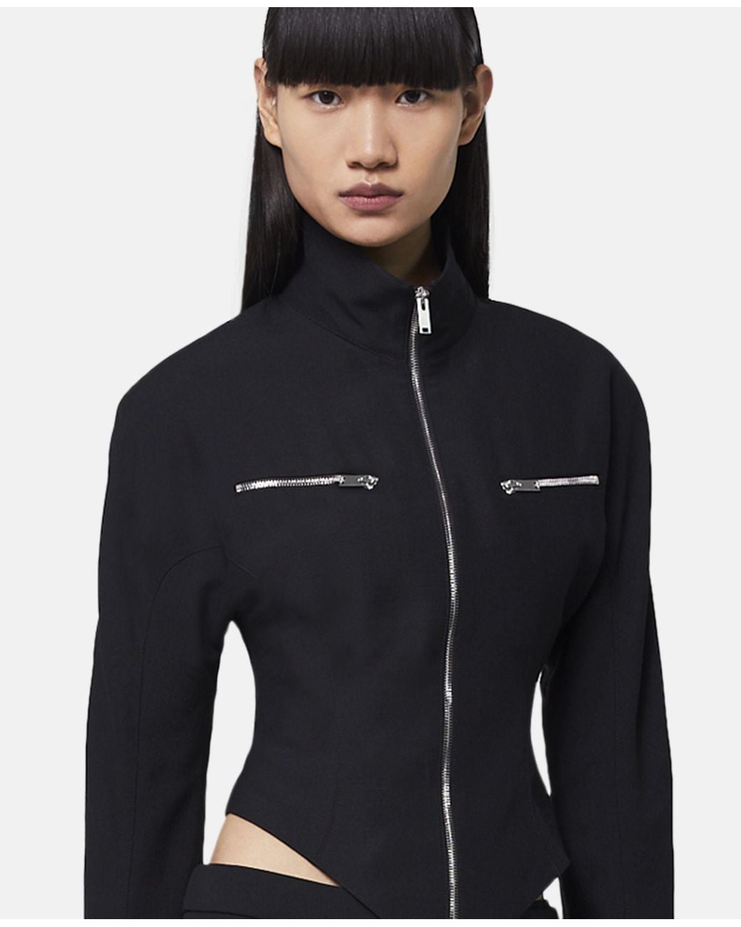 Stella McCartney Black Fitted-Waist Zip-Up Jacket