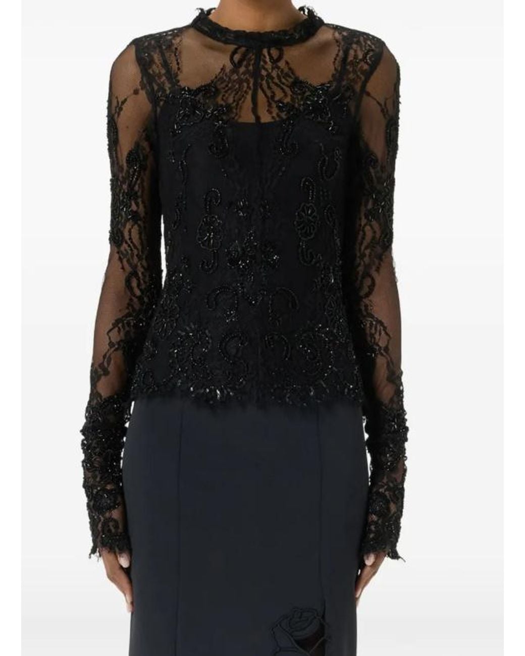 Blumarine Black Long-Sleeve T-Shirt