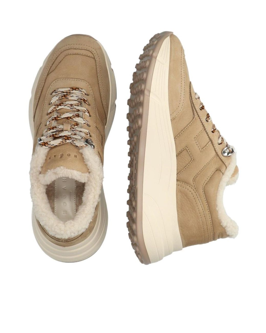Hogan Natural Hi Fi Shearling Low-Top Sneakers