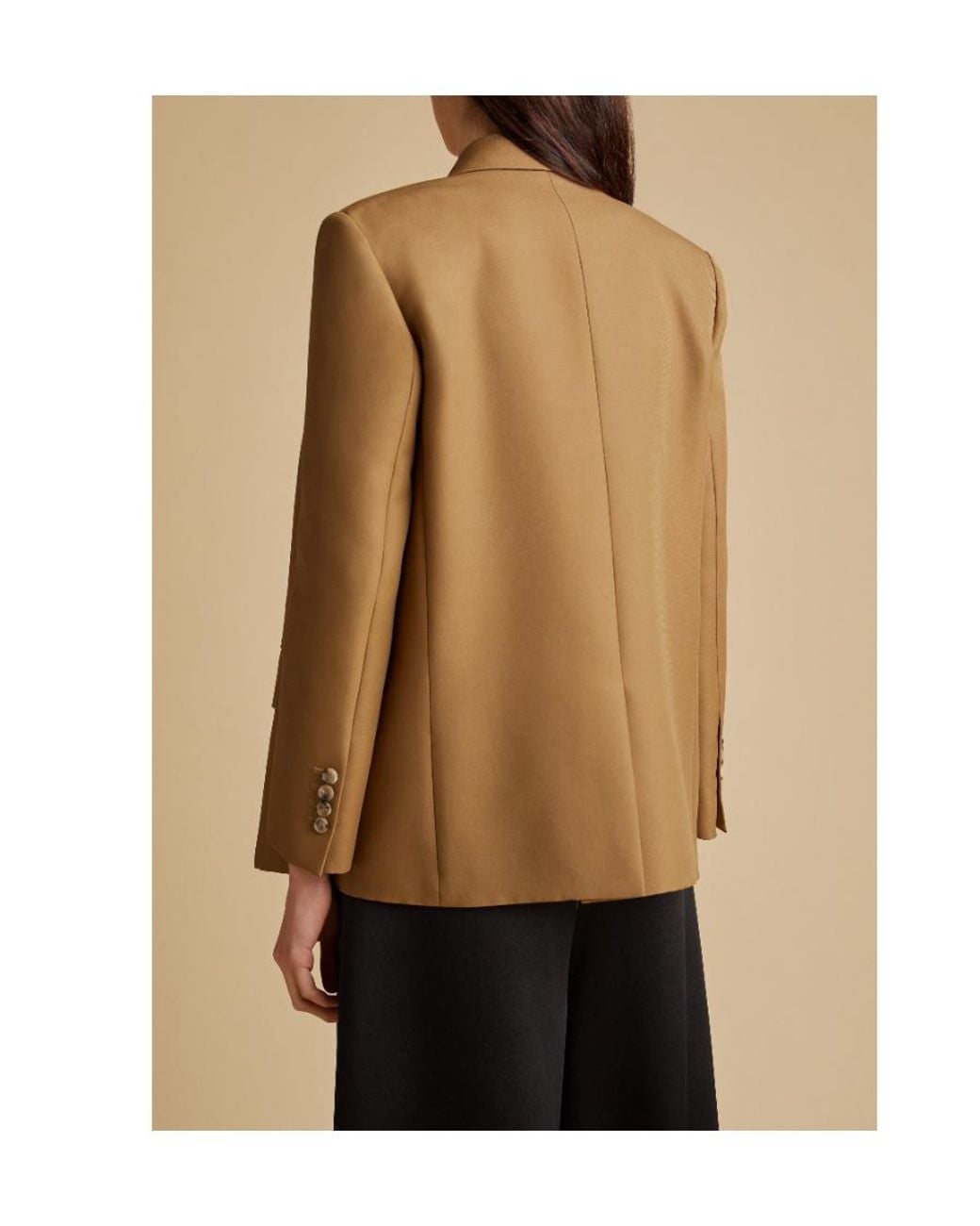 Khaite Natural Peak-Lapel Double-Breasted Blazer