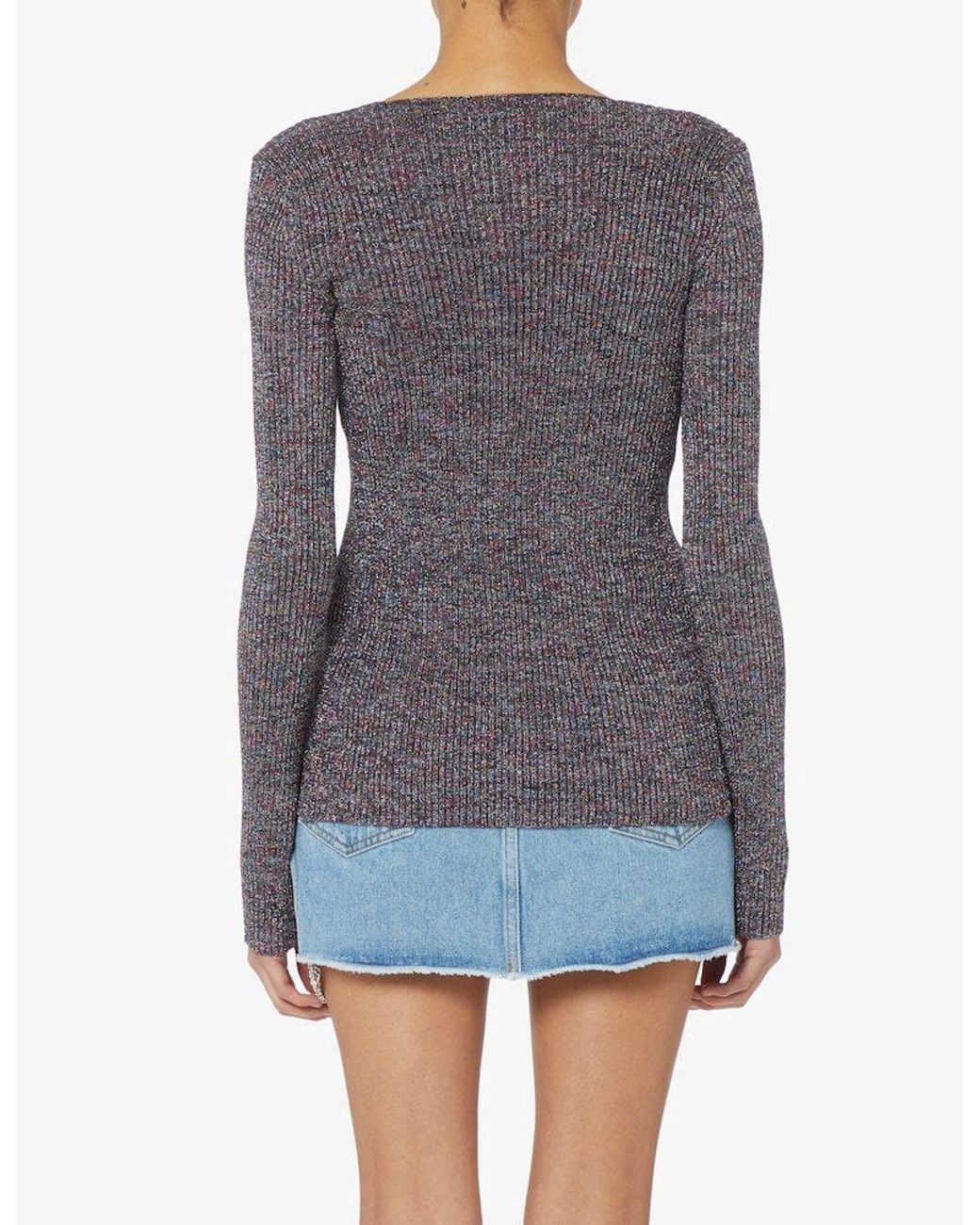 Gcds Blue Glittered V-Neck Cardigan