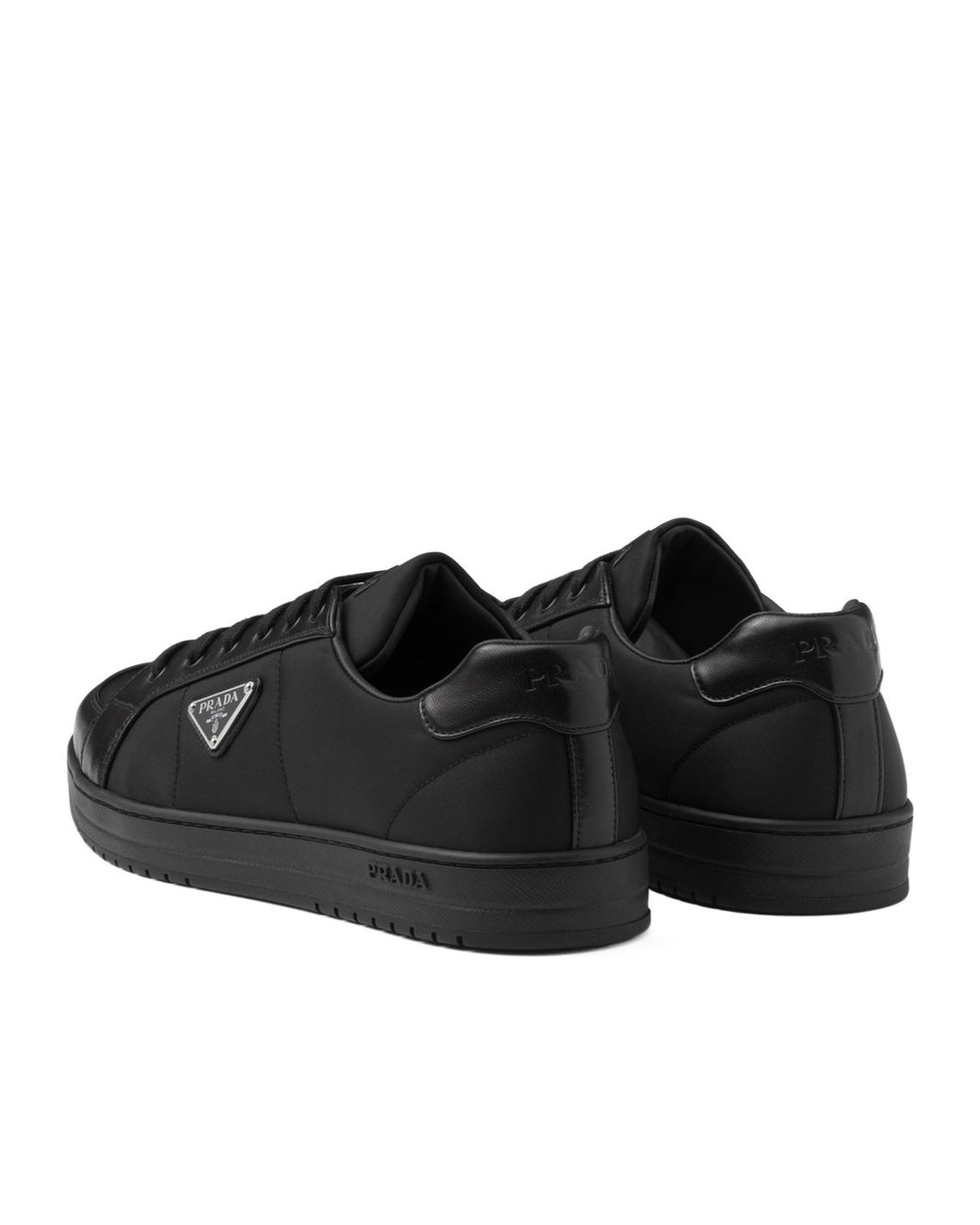 Prada Black Downtown Triangle-Logo Lace-Up Sneakers for men