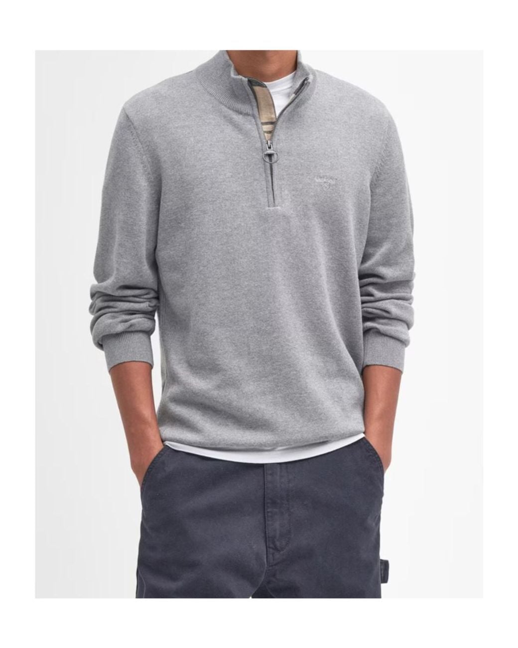 Barbour Gray Half-Zip Jumper for men