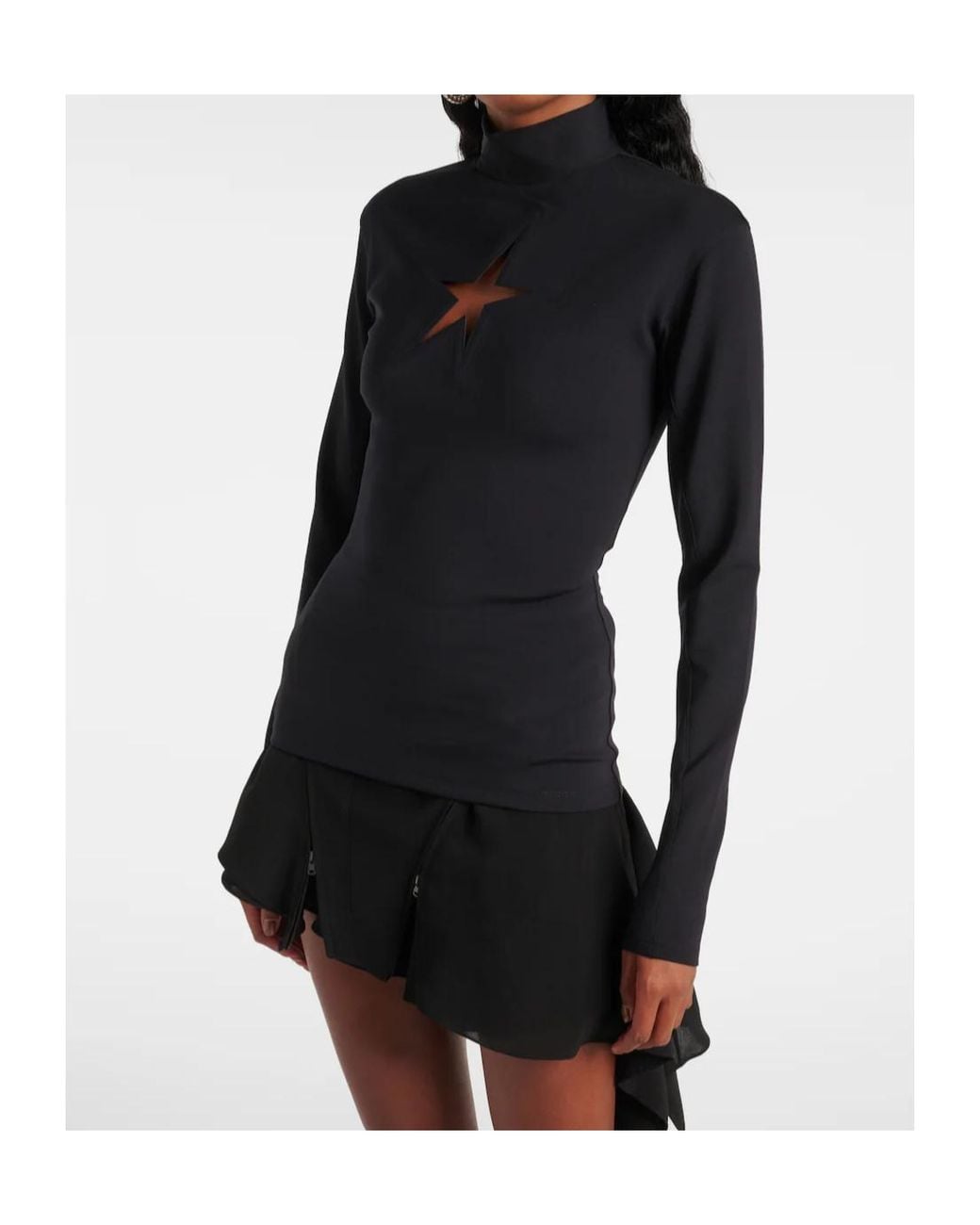 Mugler Black Lace-Up Cutout Tank Top