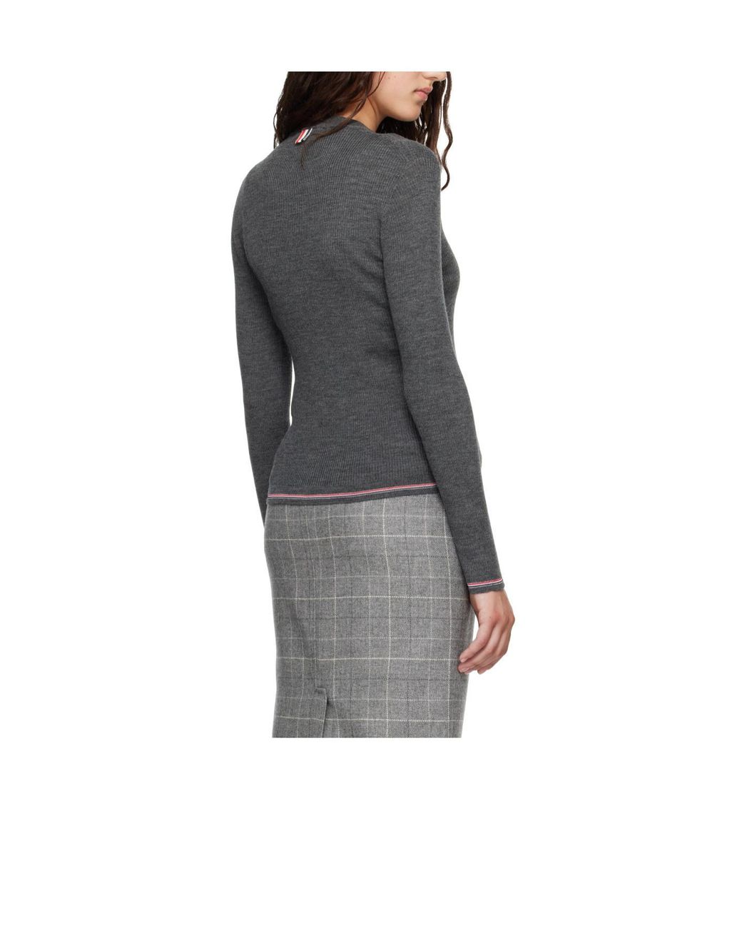 Thom Browne Black Ribbed Knit Cardigan
