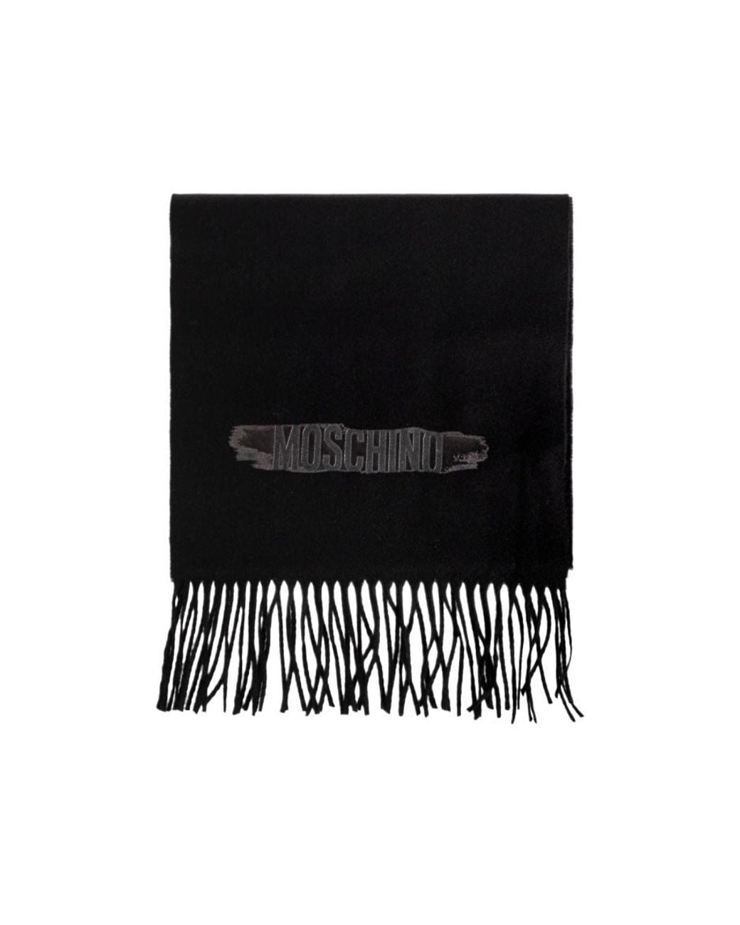 Moschino Black Logo Fringe Scarf for men