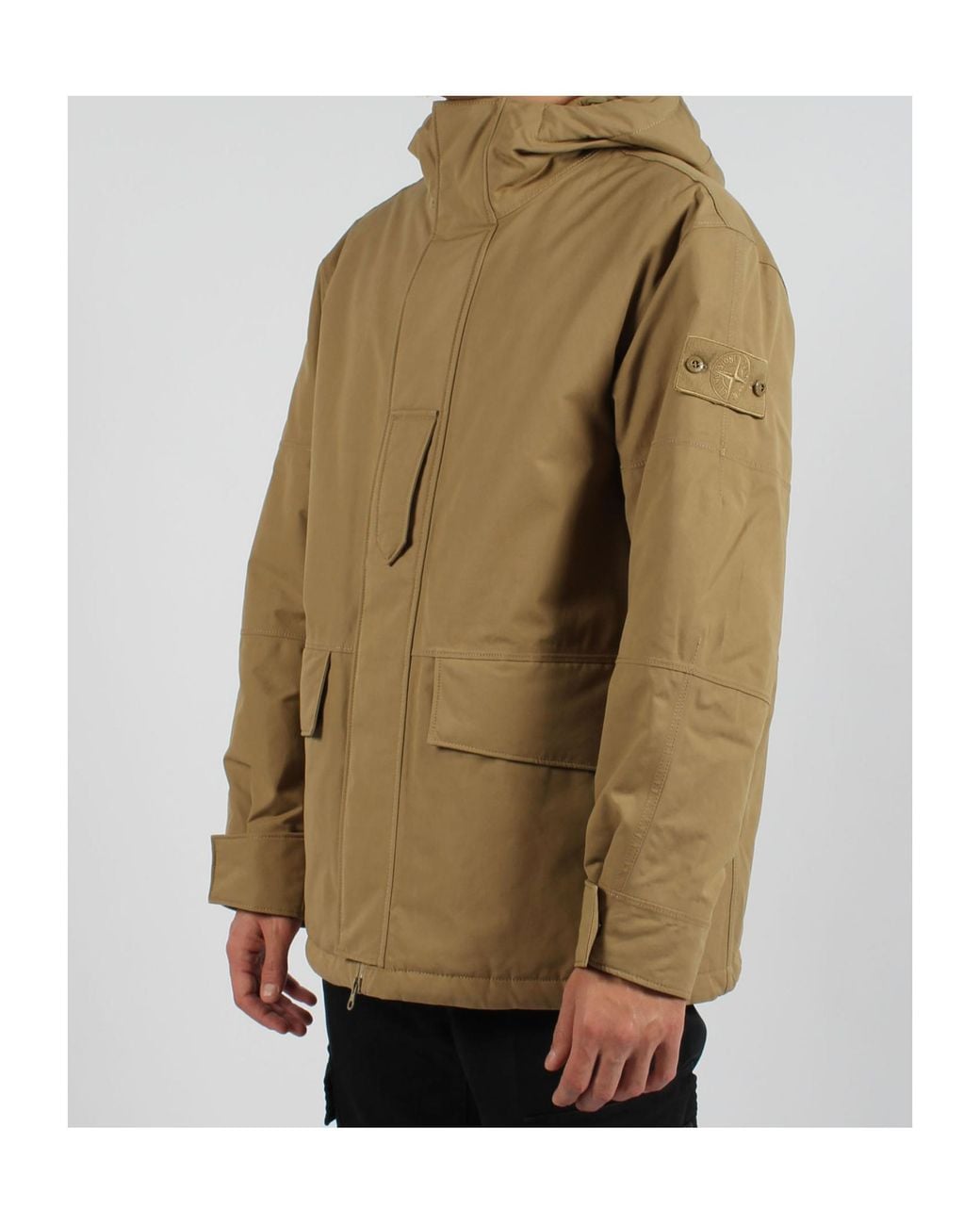 Stone Island Brown Garment-Dyed Cotton Hooded Jacket for men