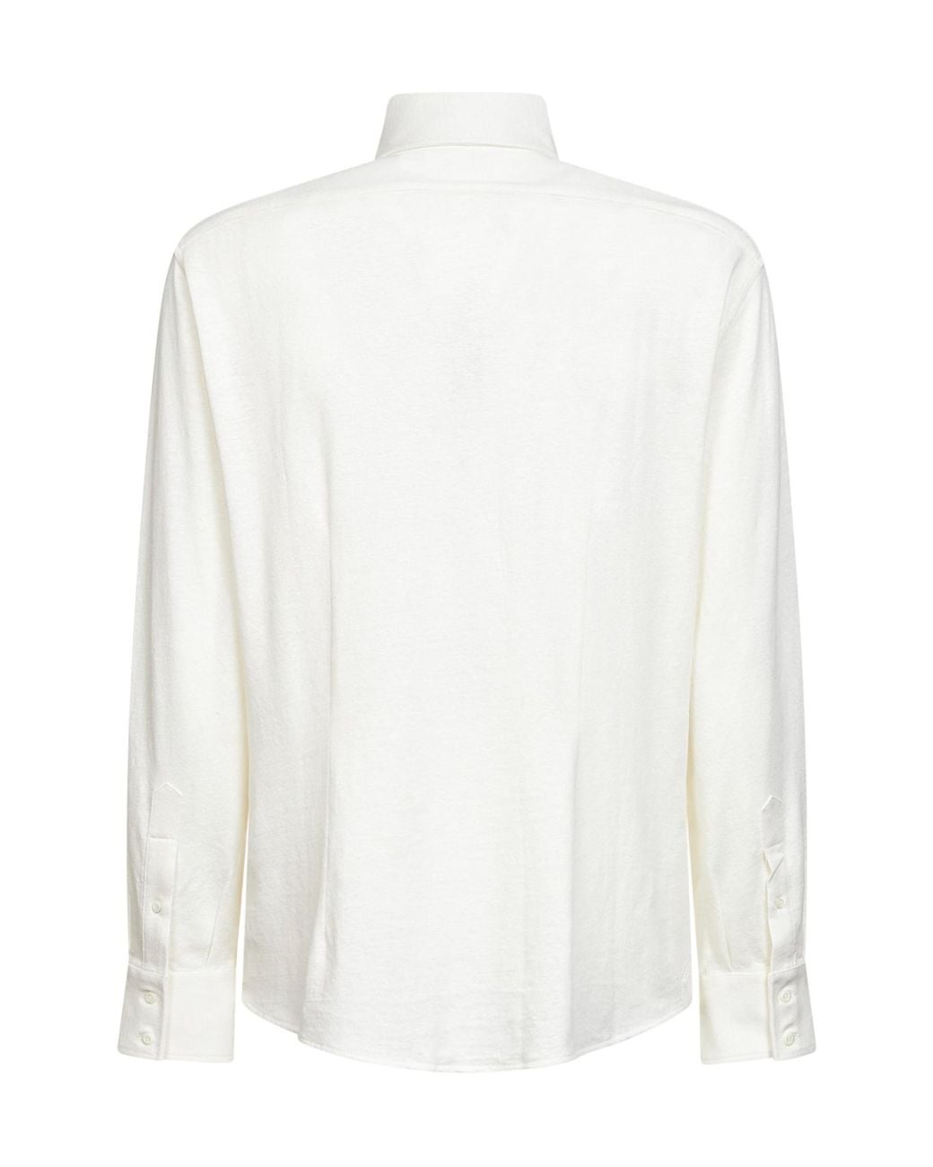 Brunello Cucinelli White Spread Collar Mélange Jersey Shirt for men
