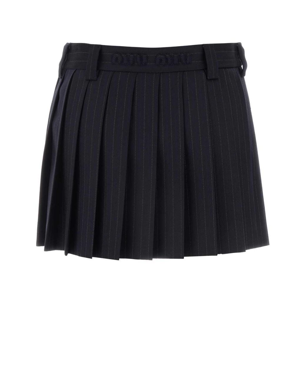 Miu Miu Black Logo-Appliqué Pleated Mini Skirt