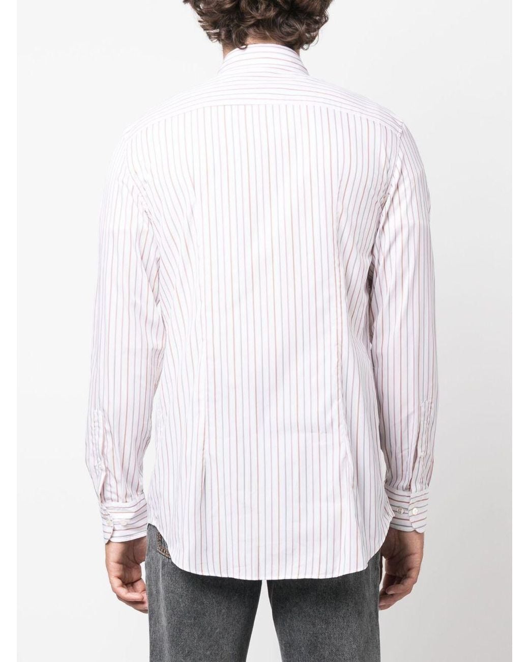 Etro White Logo-Embroidered Striped Shirt for men