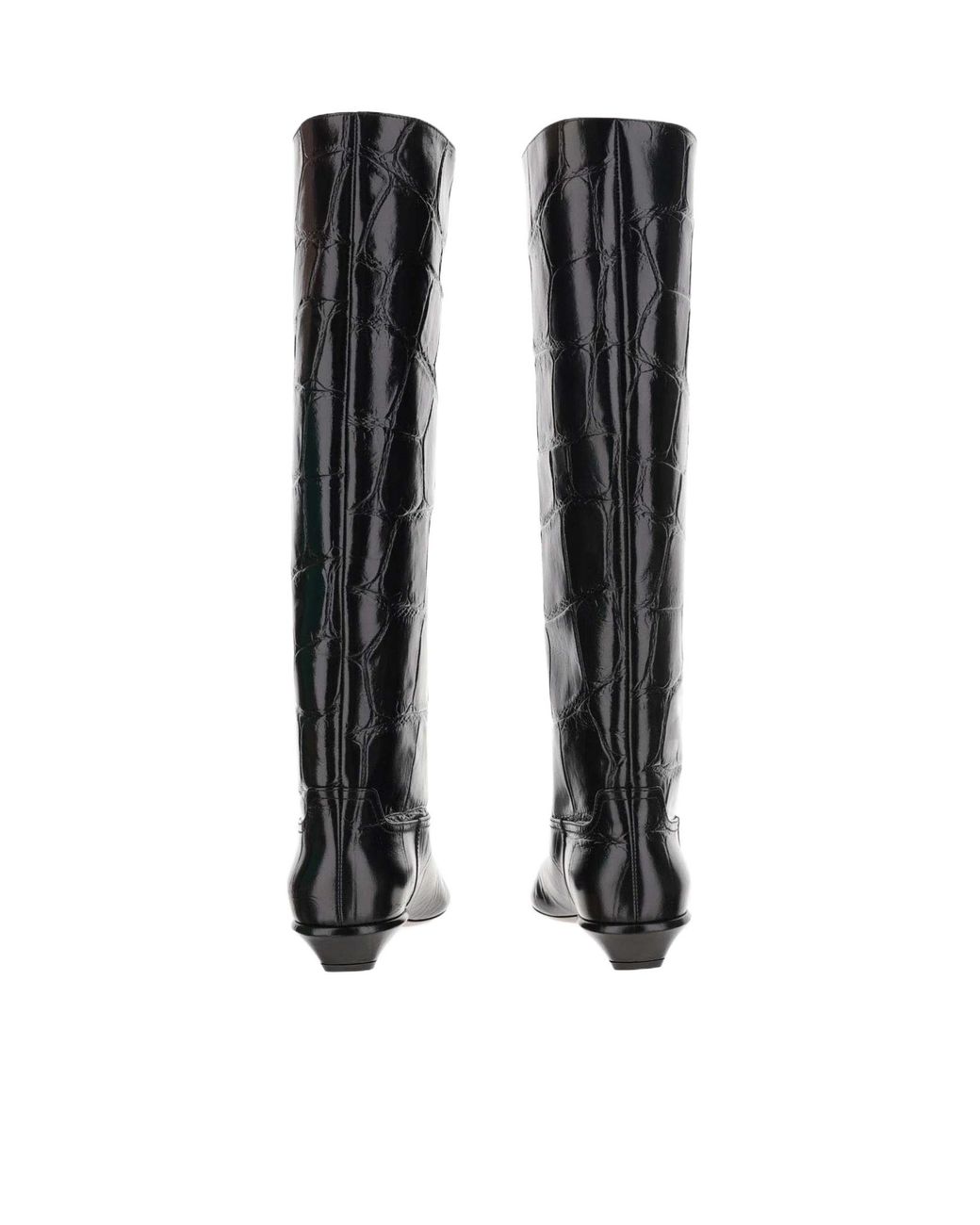 Paris Texas Black Bettina Embossed Knee-High Boots