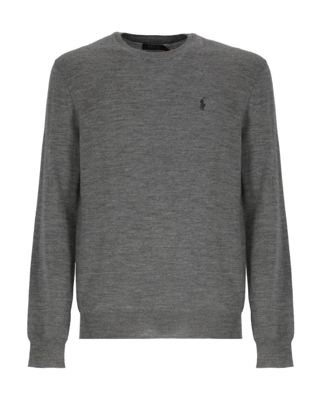 Ralph Lauren Gray Polo Pony Embroidered Knit Jumper for men