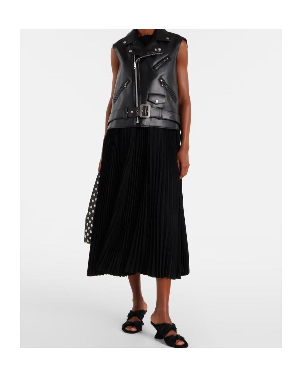 Junya Watanabe Black Pleated Detail Zip-Up Dress