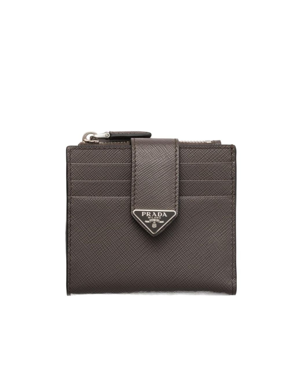 Prada Gray Saffiano Leather Card Holder for men