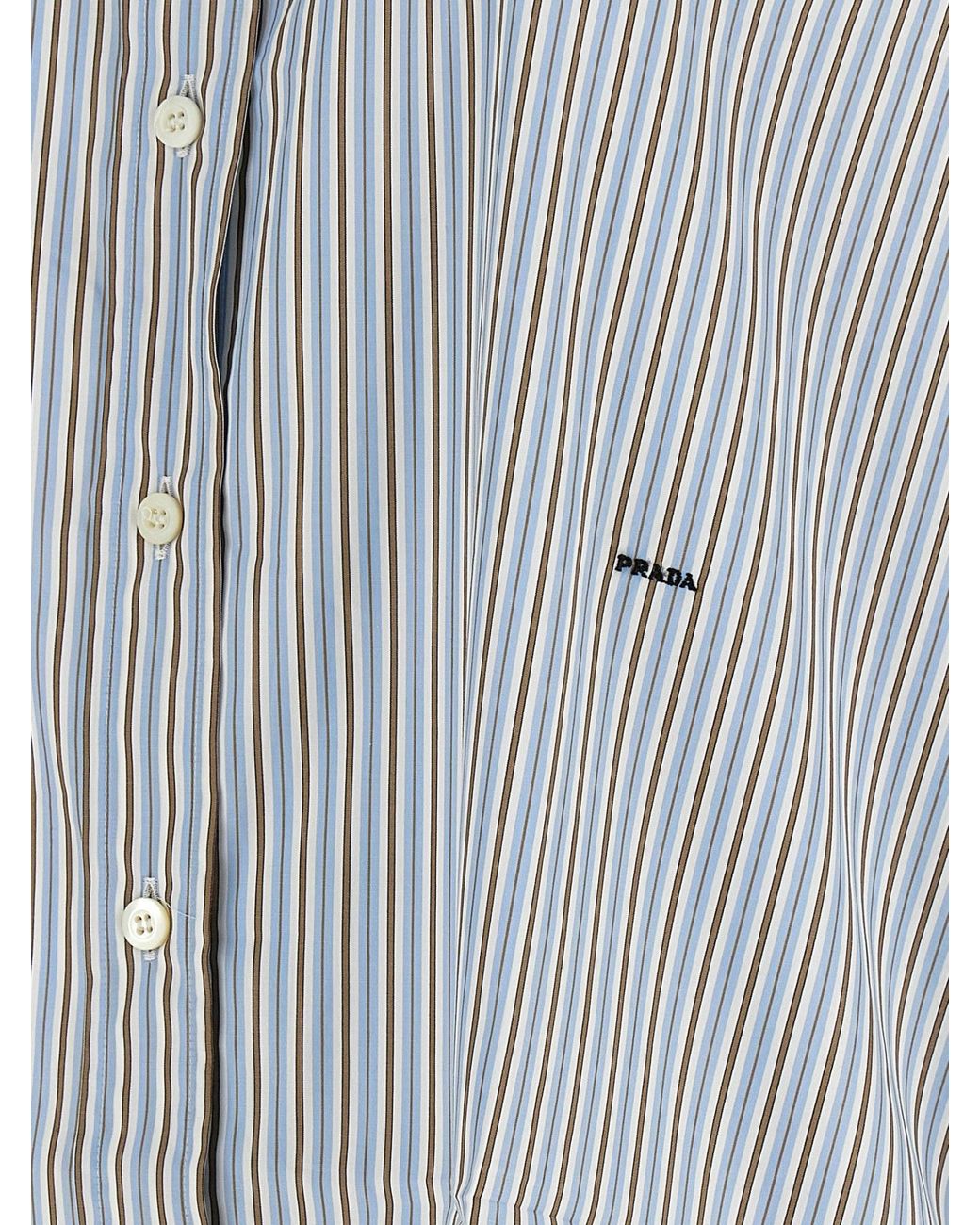 Prada Gray Striped Poplin Shirt