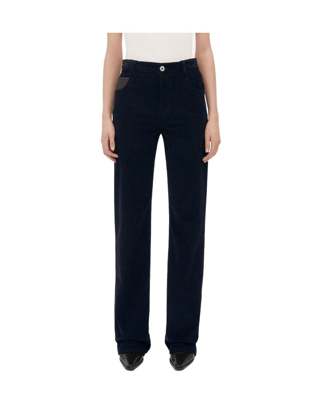 Bottega Veneta Blue Corduroy Straight Leg Trousers